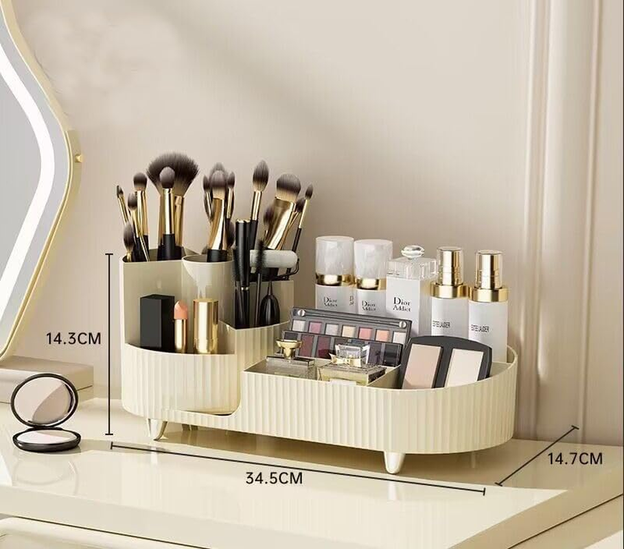 Makeup Organizer for Vanity, Rotating Makeup Organizer, Desk Cosmetics Organizers Storage for Skincare, Nail Polish, Lipsticks, Jewelry, Large Capacity Cosmetic Display Cases image number 1