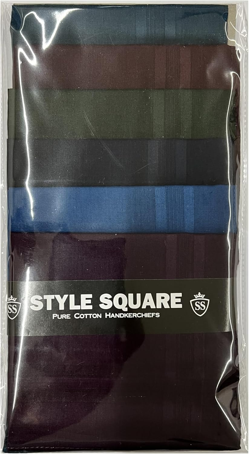 Style Square Men'S Handkerchiefs, 100% Pure Soft Cotton Handkerchief, Pattern Coloured Pocket Square Hankies, Great Gift, 43 X 43 Cm