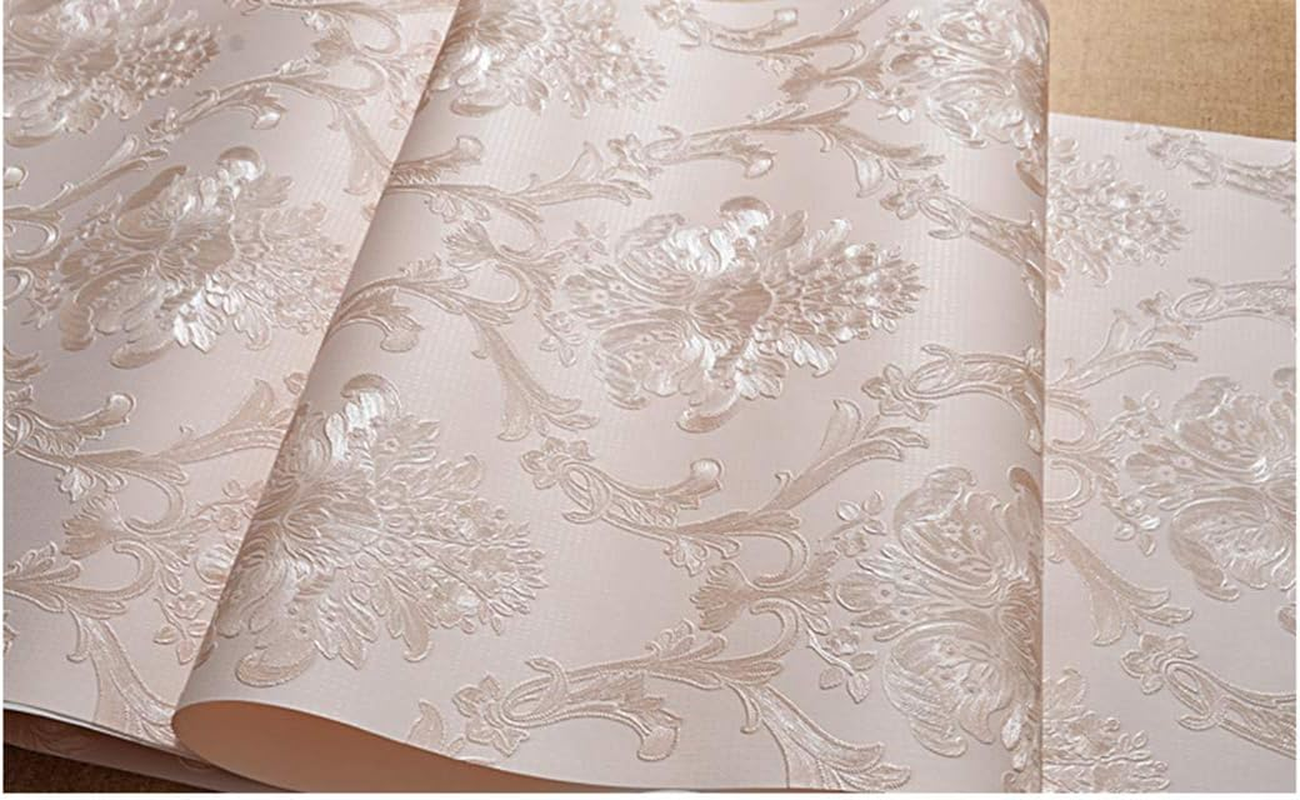 Victorian Damask Embossed Wallpaper Peel and Stick Wall Paper Mural for Bedroom Bathroom Living Room Home Decoration (Light Blue，53Cmx5M)