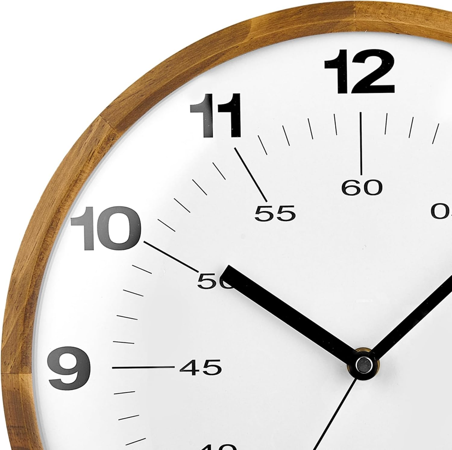 TAHITICA Wooden Wall Clock, 30Cm Modern Non-Ticking Silent Wall Clocks Quartz Decorative Clocks, Classic Large Number round Clock for Bedroom Home Kitchen Room Office School image number 4