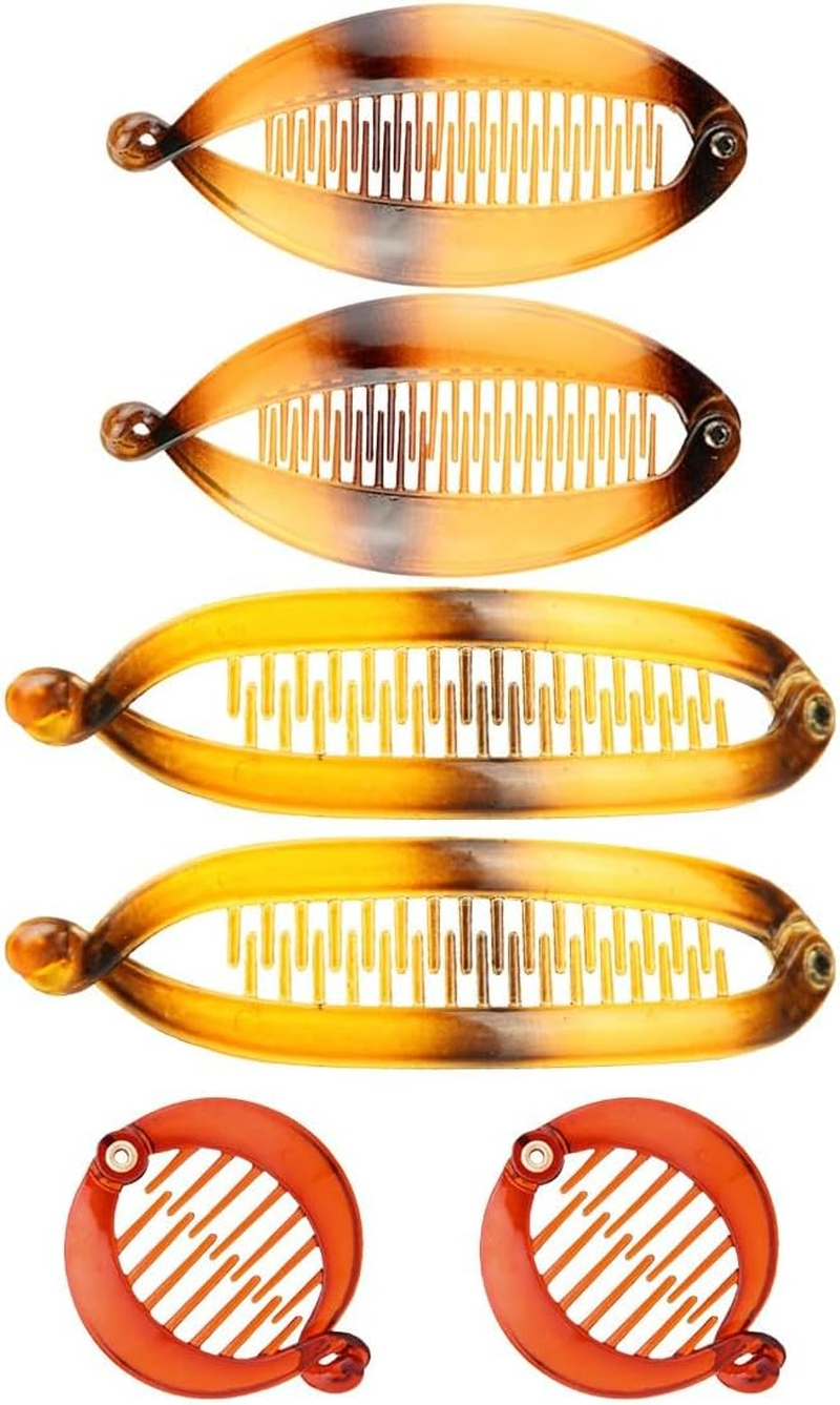 PLABBDPL Pack of 6 French Banana Clips Hair Comb Fishtail Hair Clip Combs and round Banana Clips Flexible Ponytail Holder Clips Hair Styling Accessories for Women Girls (Brown) image number 1