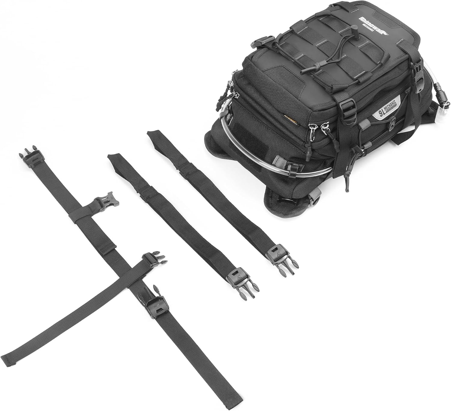 Rhinowalk Motorcycle Tank Bag Motorcycle Backpack with 1.5L Water Bladder MOLLE System Fits Honda Yamaha Suzuki Kawasaki Harley-Black - Black image number 4