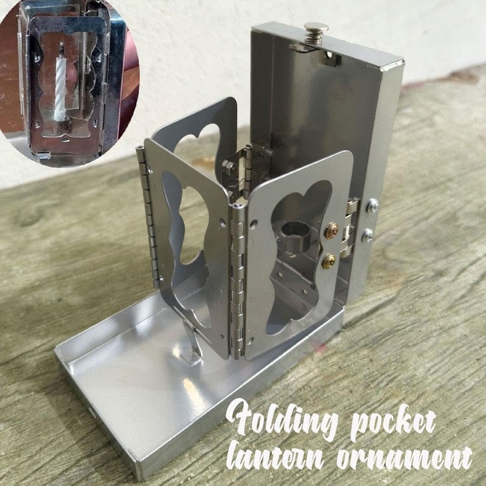 Folding Pocket Candle Lantern, Portable Stainless Steel Candle Holder for Real Candles, Vintage Indoor/Outdoor Decoration, Perfect for Camping, Hiking & Emergency image number 5