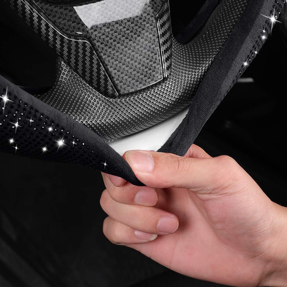 Sparkling Crystal Steering Wheel Cover,1Pc Sparkling Crystal Car Steering Wheel Cover,Sparkling Rhinestone Steering Wheel Cover,Bling Steering Wheel Cover,Steering Wheel Cover with Sparkling Crystals image number 3