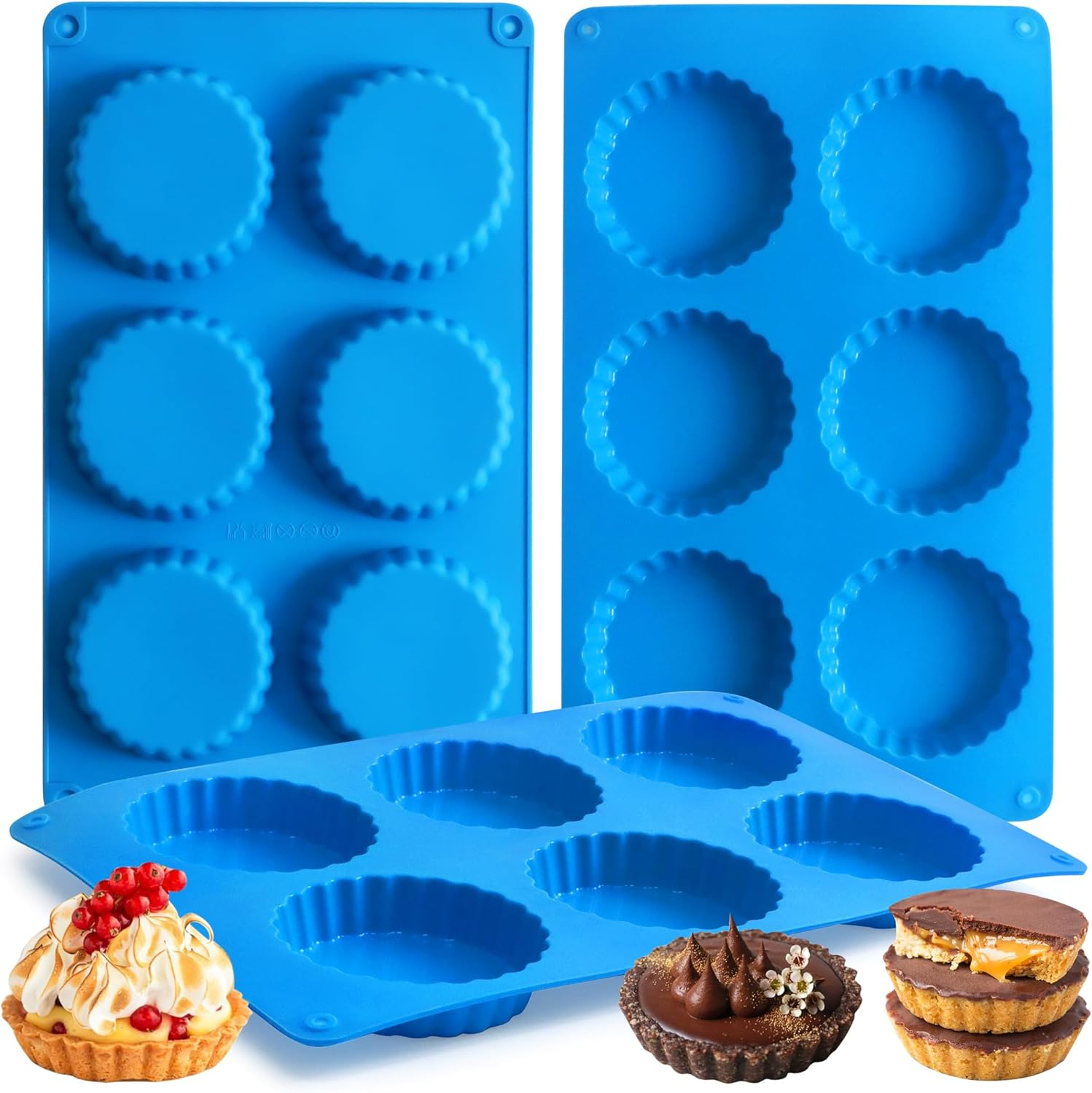 Sidosir 3Pcs Peanut Butter Cup Mold, Silicone Mini Tart Pan for Bite Size Fat Bombs, Silicone Chocolate Candy Mold for Brownie (Keto Cup) image number 2