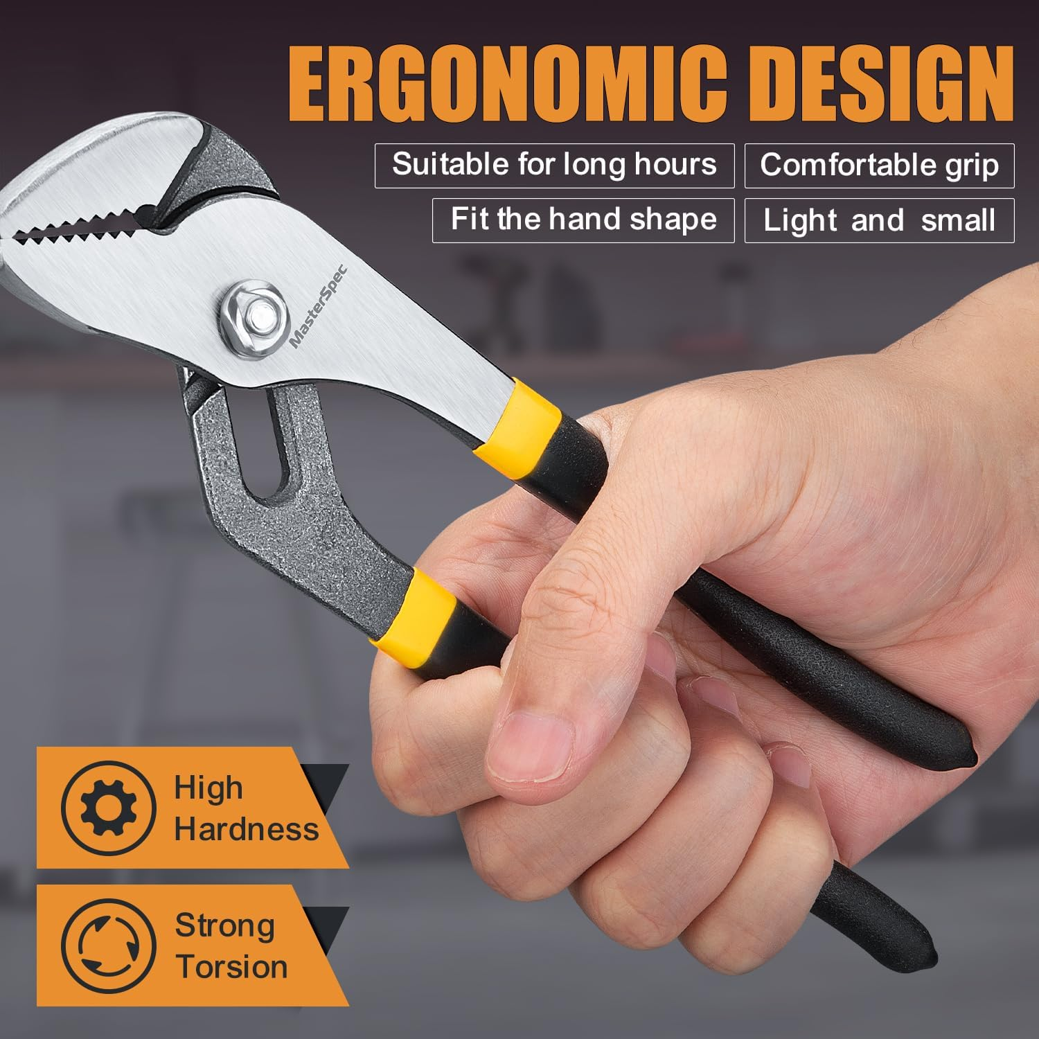 Masterspec 10Pcs Hand Tool Set Pliers Set Multi-Grip Pliers Long Nose/Slip Joint/Diagonal/Combination/Jaw Locking/Water Pump Pliers/Adjustable Spanner for Home Industry image number 6