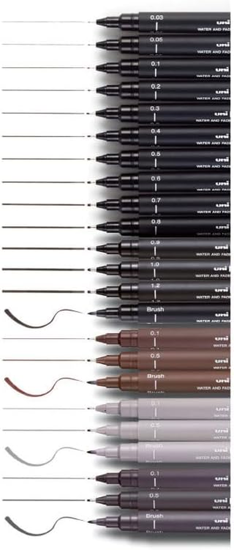 Uni-Ball Pen Case 8 Pack Calibrated Markers 0.03 to 1.2Mm Black Classic Set I image number 5