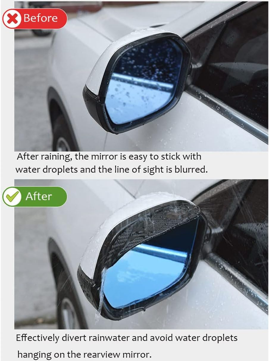Custelen Universal Fit Car Side Mirror Rain Guards - Mirror Rain Visor Eyebrow Covers (2 Pack) image number 1
