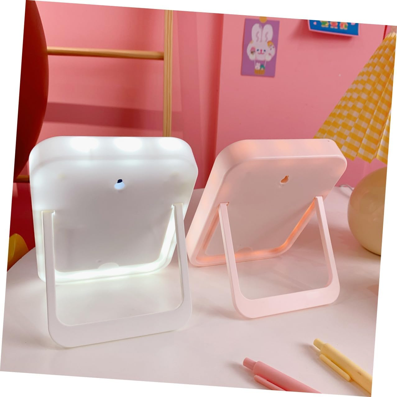 CTIRCHIU LED Lighted Desktop Makeup Mirror Portable Folding Cosmetic Mirror with USB Rechargeable Touch Control White Warm Natural Light image number 4