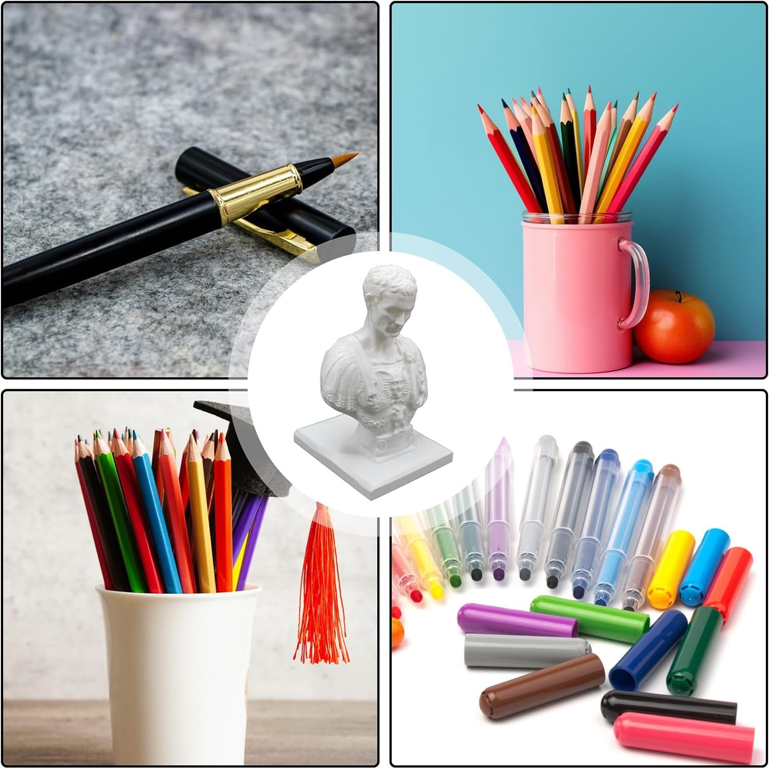 Julius Caesar Desk Holder - Resin Ides of March Desk Holders | Quirky Pencil Holder Desks Decor | Creative Resin Pencil Holders | Desks Organisers for Home, Dorm, Classroom image number 5