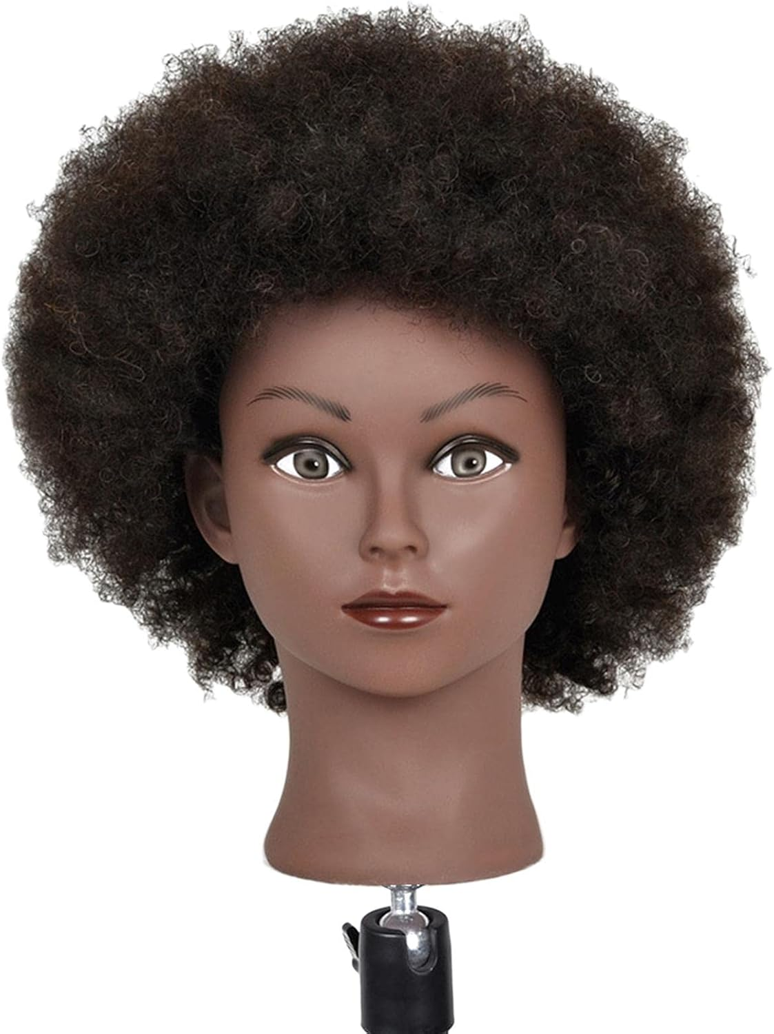 TOOYFUL Human Hair Hairdresser Cosmetology Afro Hair Manikin Head, Afro Light Black image number 4