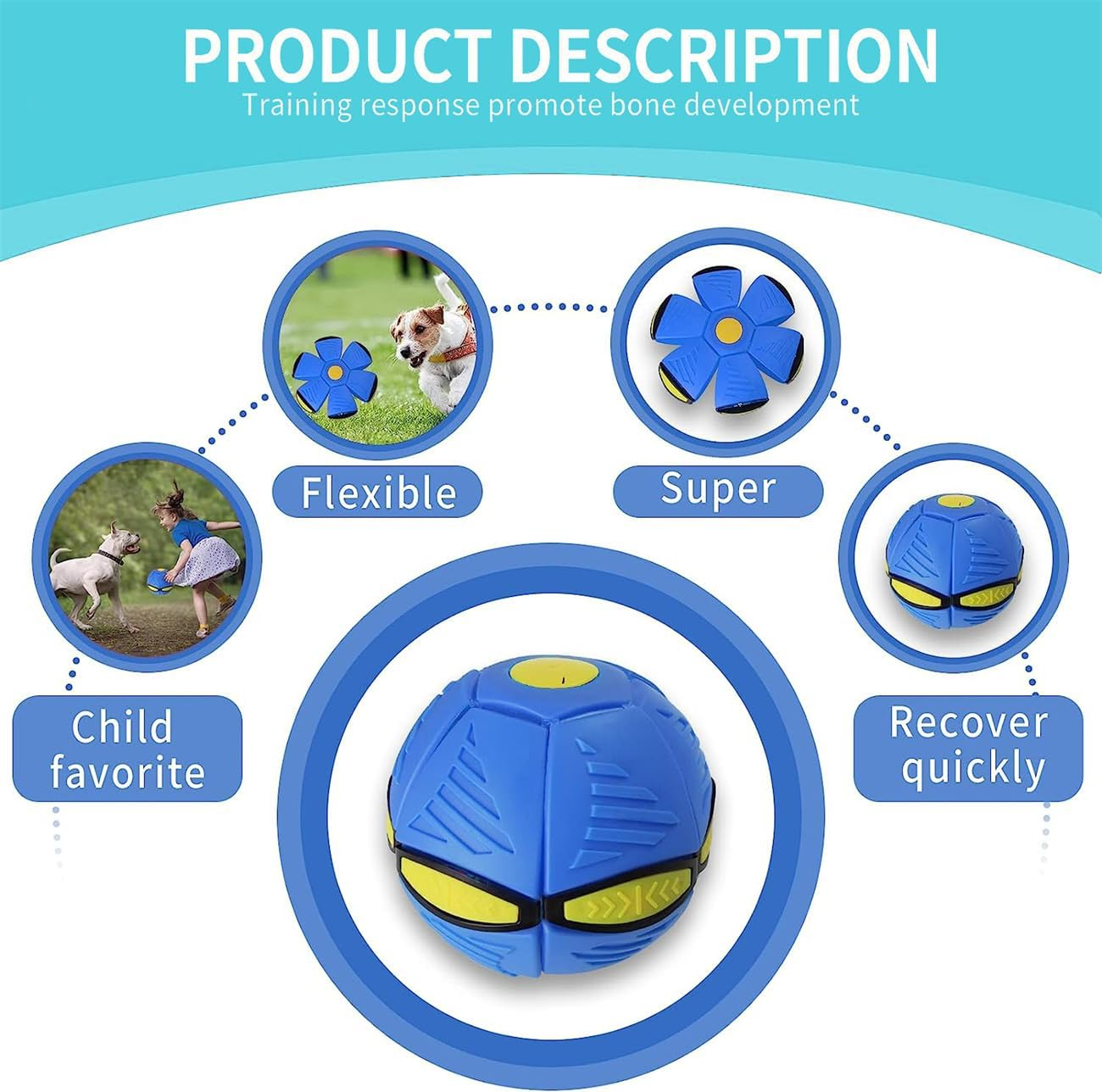 Pet Toy Flying Saucer Ball for Dogs, Portable Flying Saucer Toys, Stomp Magic Ball, Magic Creative Decompression Balls for Pet