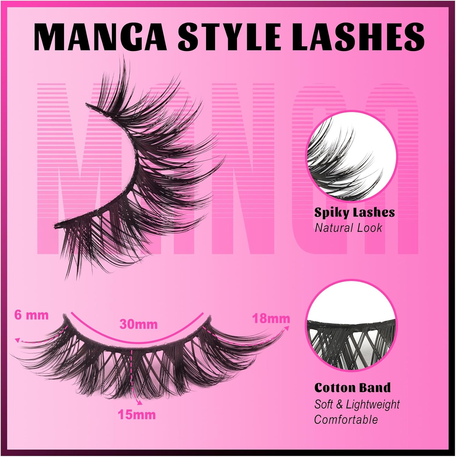 Veleasha Manga Lashes, Fake Lashes, Cat Eye Lashes, Crisscross Eyelashes, Soft Lashes, Artificial Eyelashes, False Eyelashes, Anime Lashes, 7 Pairs Pack (Mermaid) image number 4
