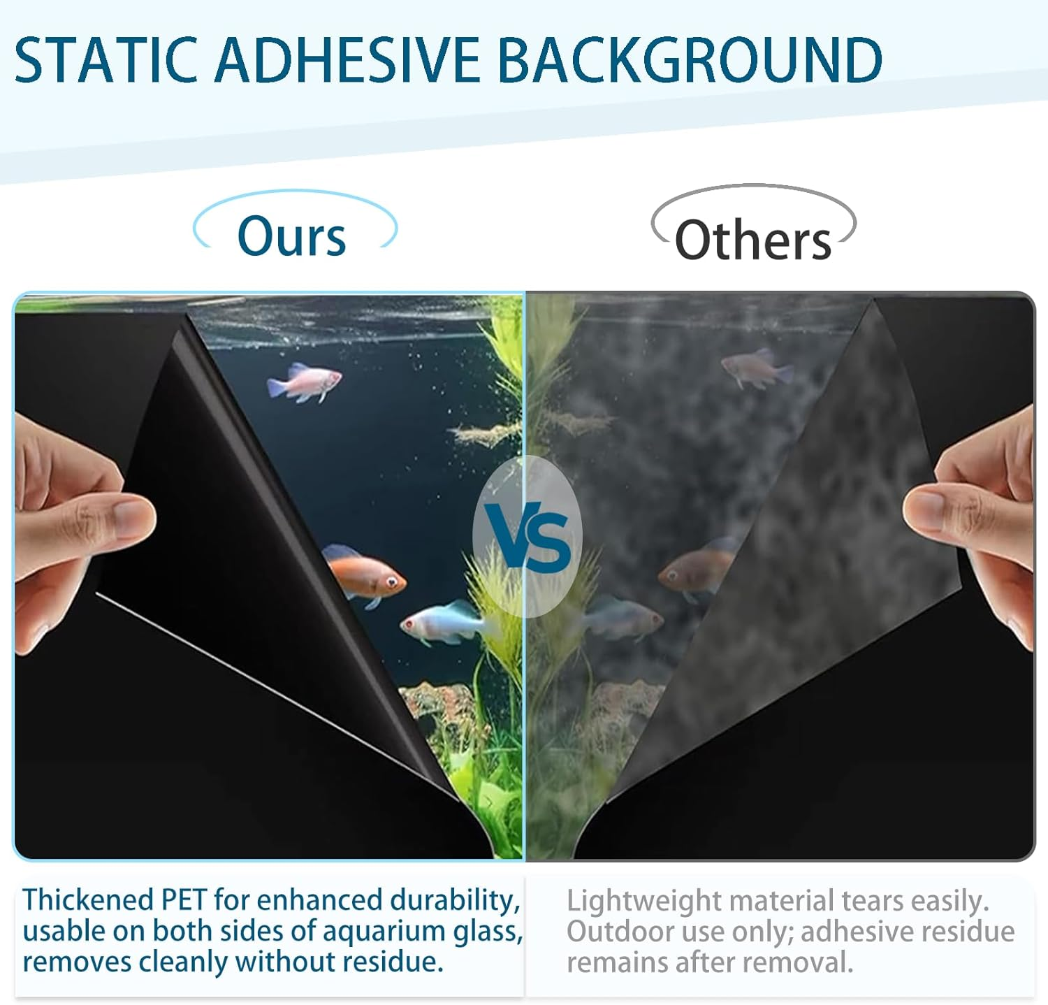 Aquarium Background Black Static Cling Fish Tank Decorations Self Adhesive Backdrop Aquarium Decorations for Home or Office 78.7X11.8 Inches image number 5