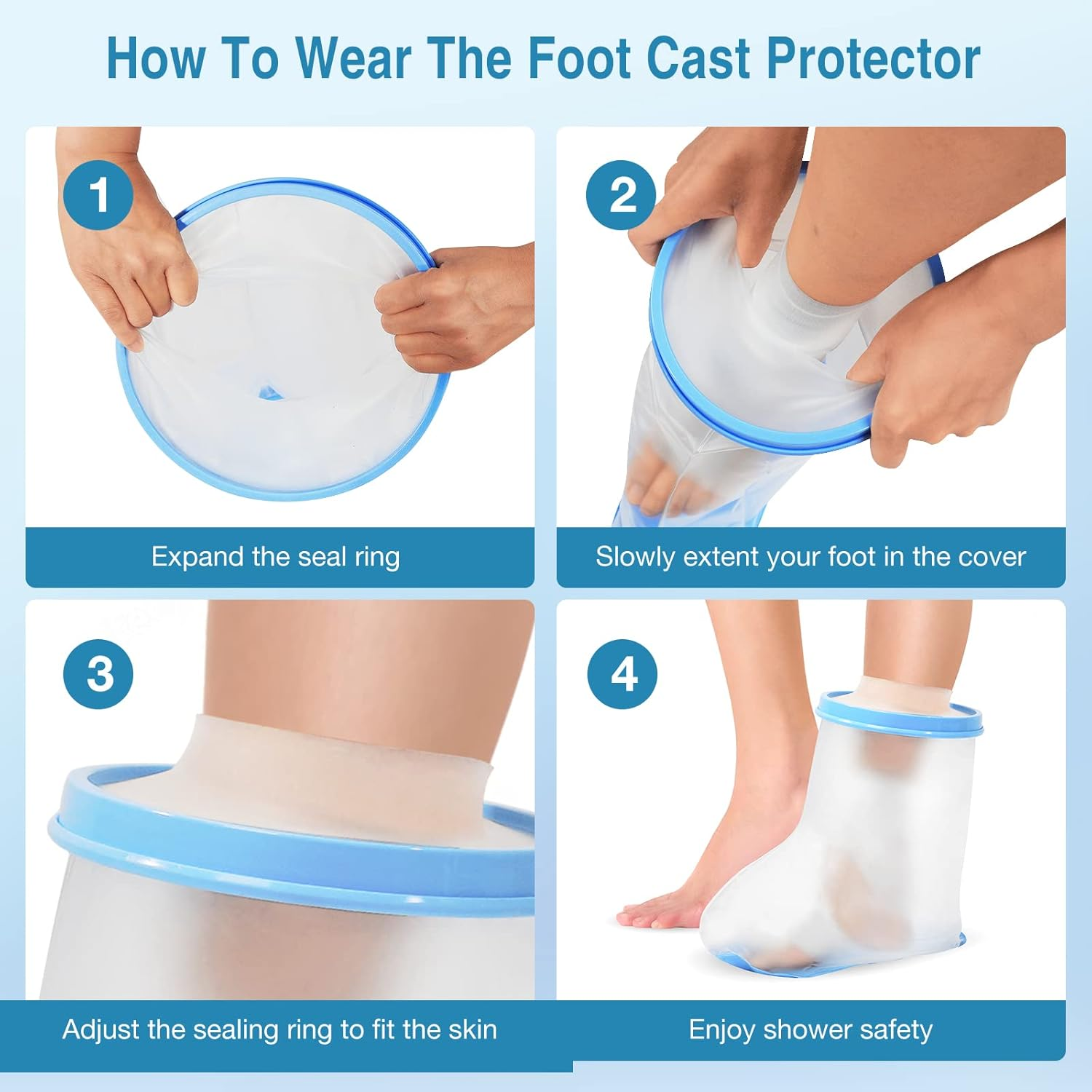 Waterproof Foot Cover for Shower Adult, Foot Cast Covers image number 2