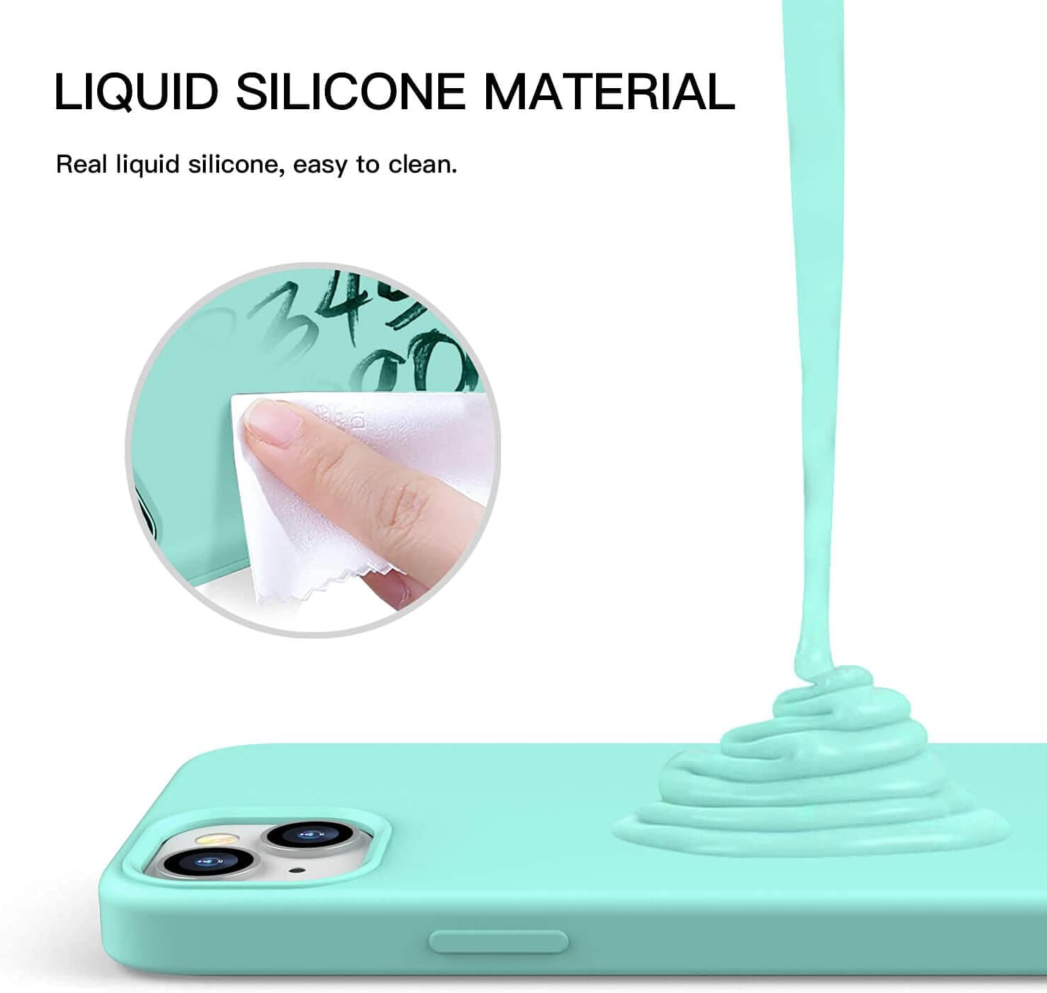 ZUSLAB Case for Iphone 13 Case, Liquid Silicone Anti-Scratch Gel Rubber Shockproof Full Protection Soft Microfiber Lining Cover for Apple (2021) - Mint - Hot Pink image number 7