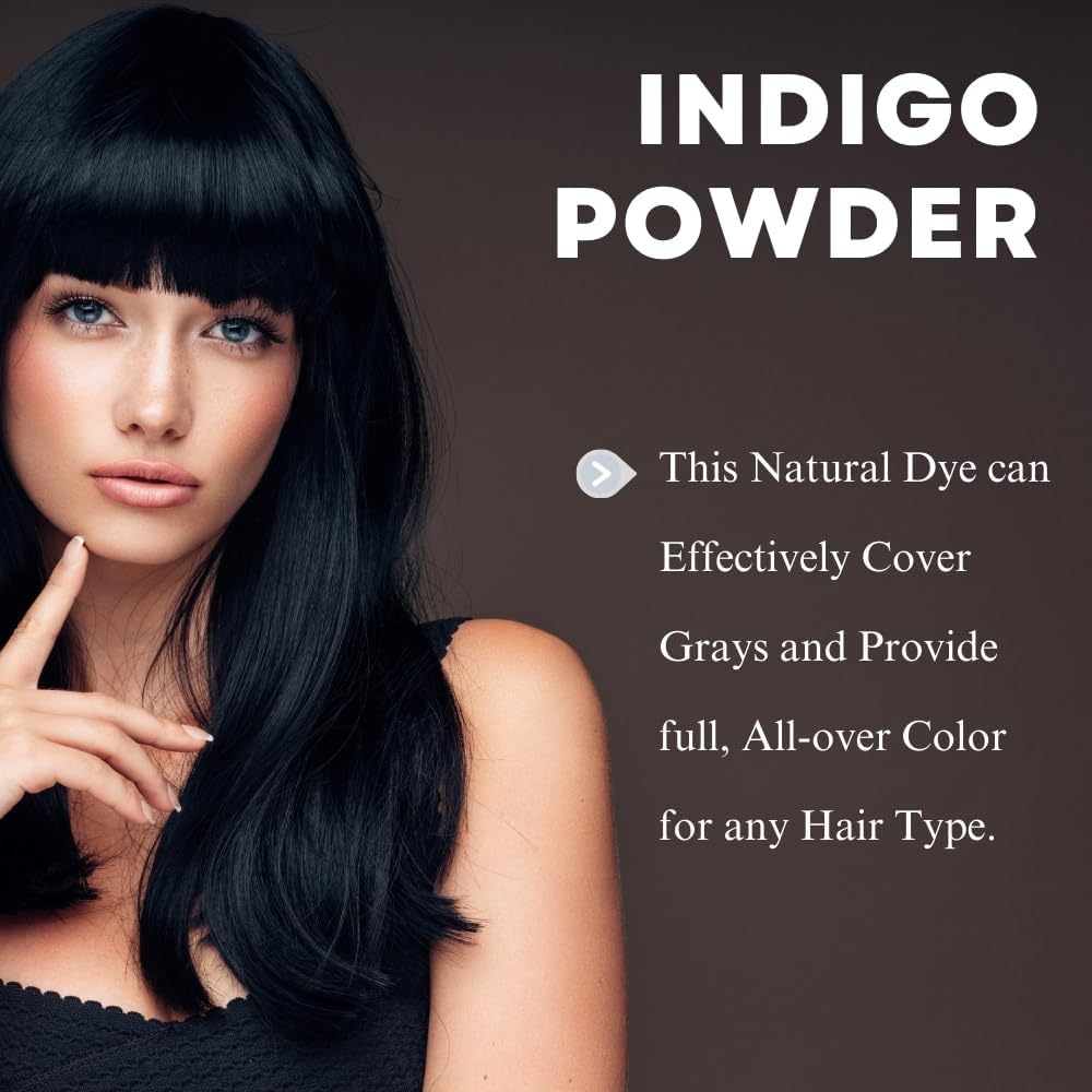 Indigo Powder for Hair Color/Beard Dye by Hebhac Herbs | Natural Indigo Hair Color for Black & Dark Hair | Indigofera Tinctoria | 3.5Oz (100G) Natural Hair Dye Powder image number 6