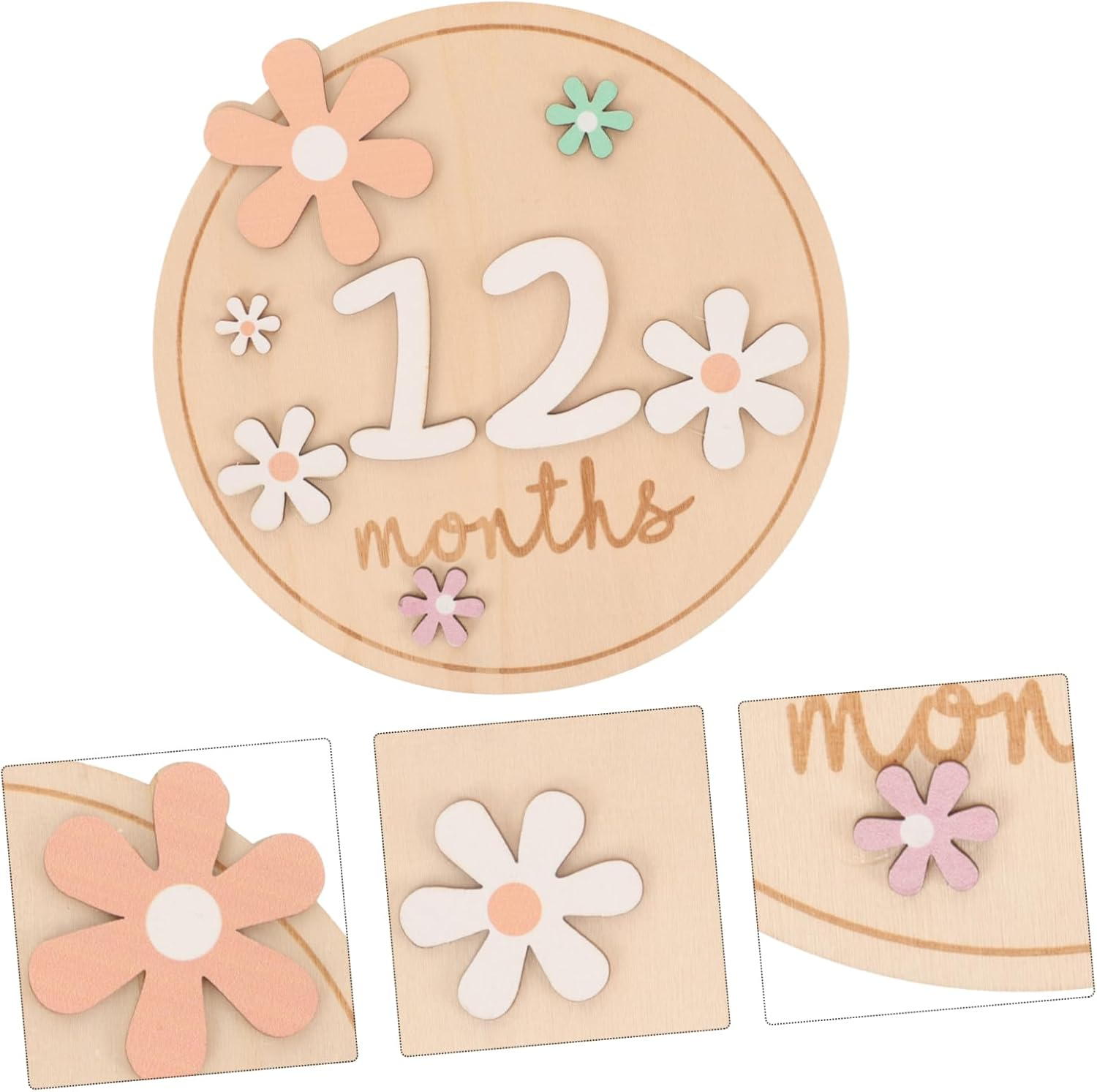 Kisangel 1 Set Milestone Circles Newborn Announcement Signs for Monthly Photography Durable Craftsmanship Lightweight Design Present for Parents image number 6