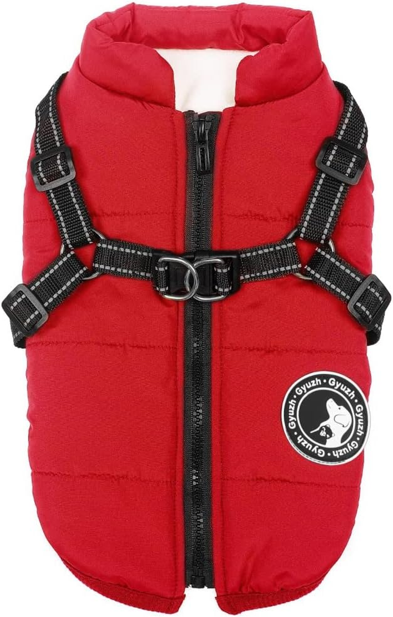 Jinpet Dog Coat with Harness Winter Dog Coat Fleece Dog Jacket Waterproof Dog Coat Zipper Dog Jacket Puppy Coat Small Dog Clothes Dog Coat with Reflective Harness for Smal Medium Large Dogs S-4XL image number 4