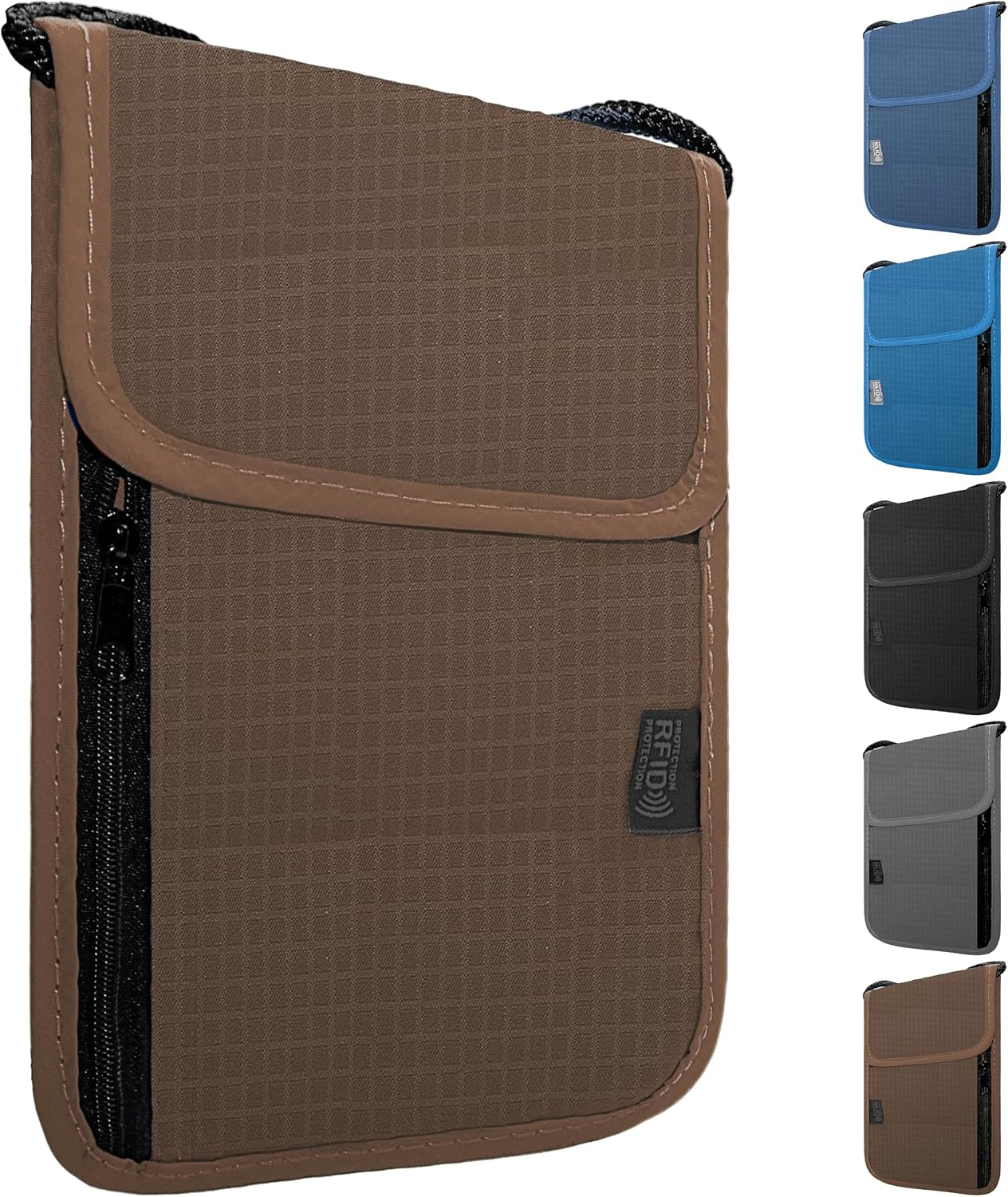 Maiiu Travel Neck Wallet with RFID Blocking &ndash; Passport Holder Organizer Neck Pouch &ndash; Portable Easy to Conceal Travel Pouch, Black, Rfid Blocking