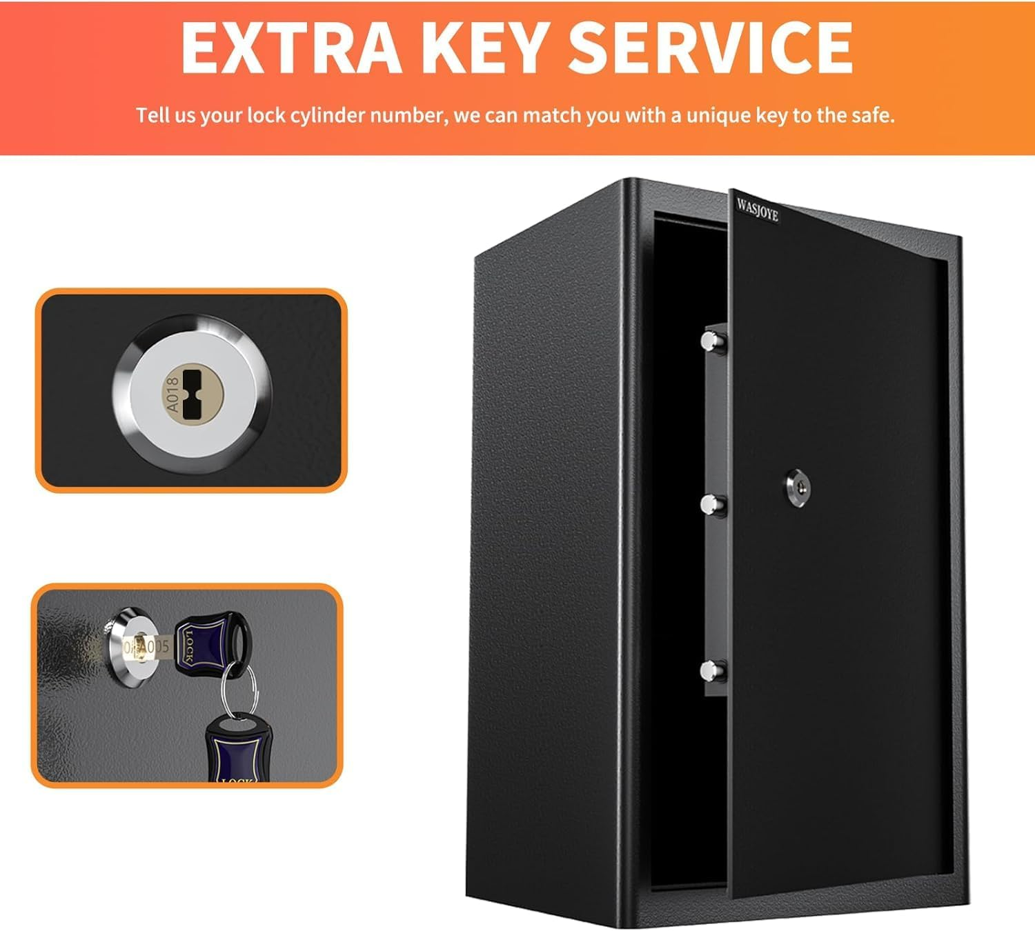 WASJOYE Safe Lock Box Wite Keys, High Security Safety Box, 72L Steel Lock Safes for Home/Office, Cabinet Keys Safe Lock Box for Money Cash Jewelry Medicine Document, 62.5 * 37 * 31CM image number 5
