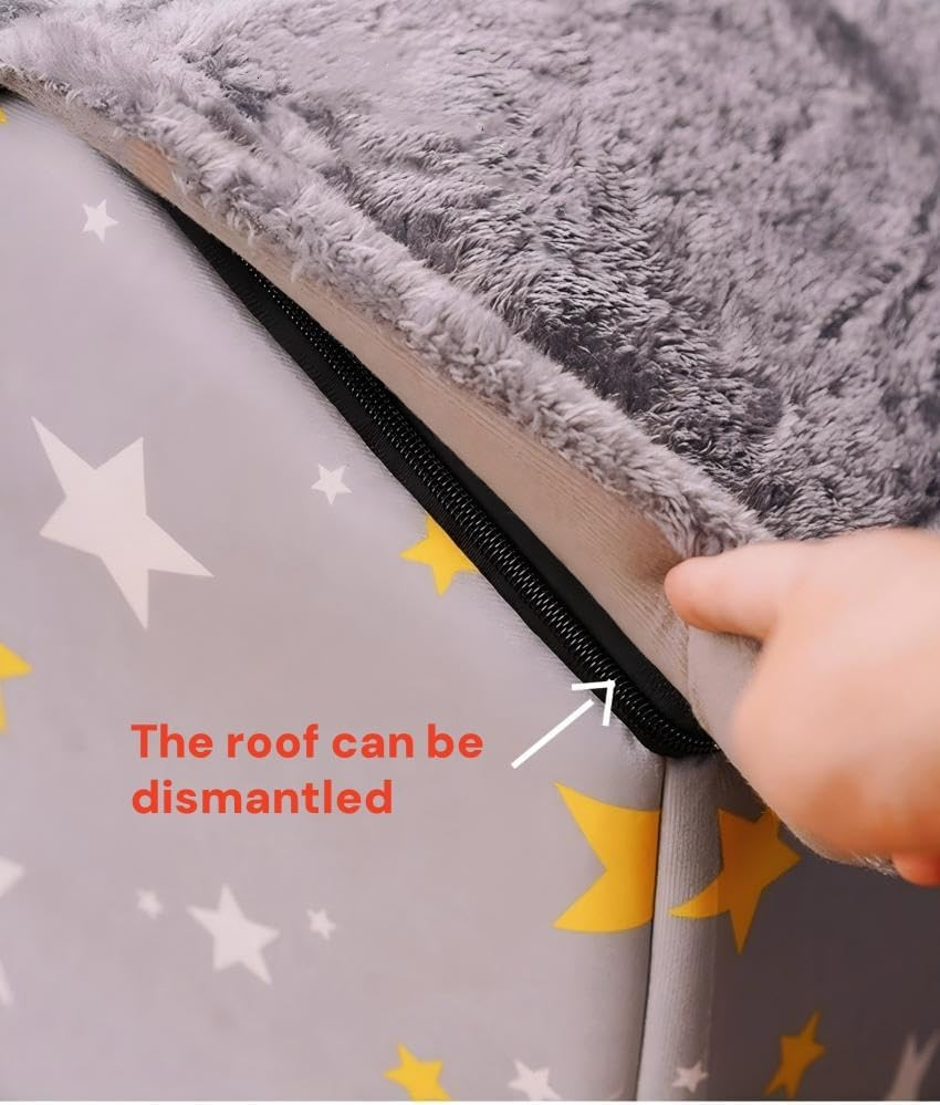 Scnbom Dog House Indoor Puppy Cave Cat Nest Kennel Pet Bed Portable Memory Sponge Foldable Houses with Cushion (Grey, S:Size Fits 3.5Kg/8Lbs (Pets)) image number 2