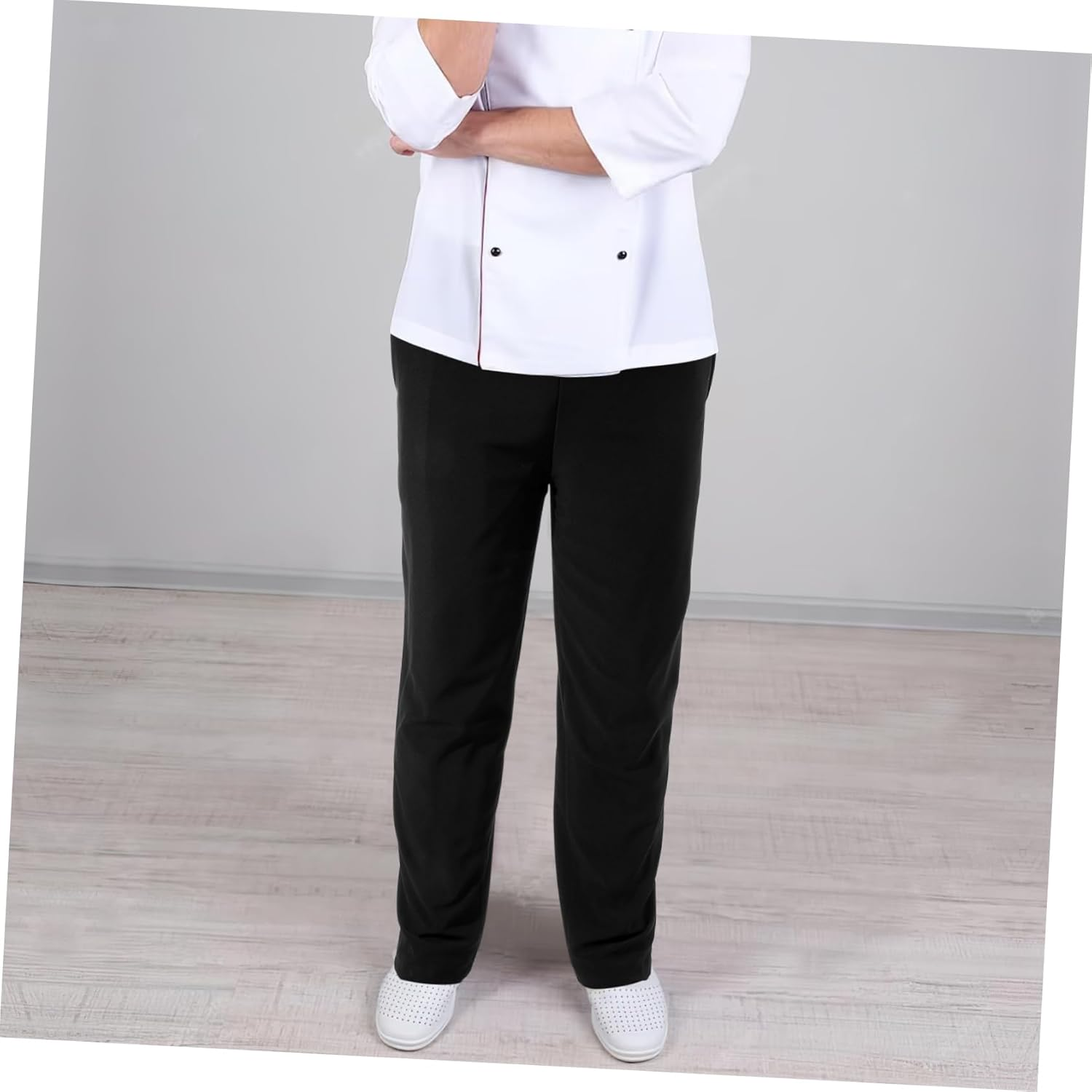Luxshiny Black Chef Pants, 2 Pocket Baggy Cargo Chef Pants with Drawstring Waist image number 4