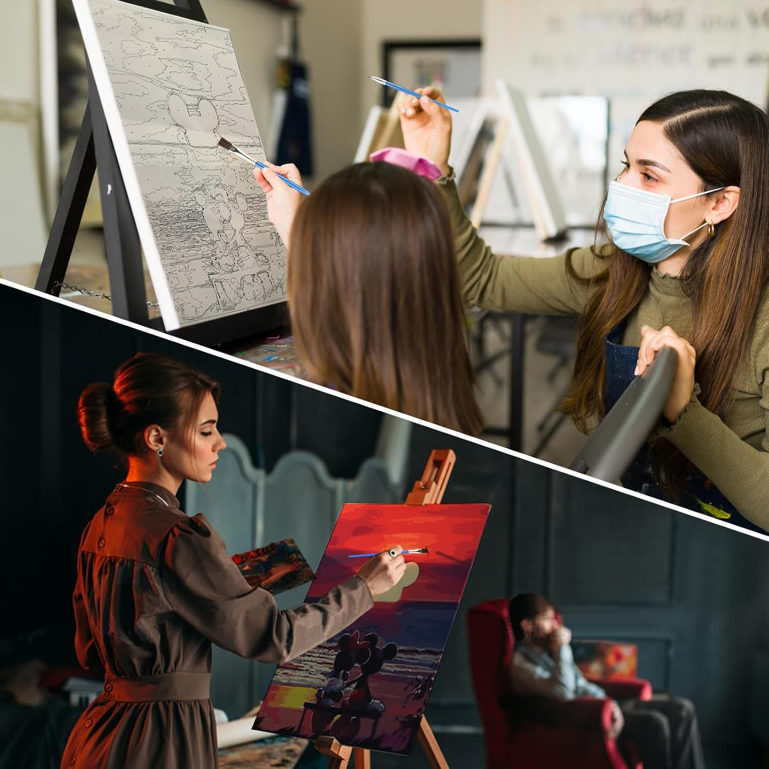 QDUODUO Painting by Numbers Children Adults 40 X 50 Cm Large Cartoon Anime Mickey Mini Mouse Painting Craft Set with Canvas Brushes Acrylic Pigment, DIY Painting Craft Kit for Boys Girls from 6 Years image number 6