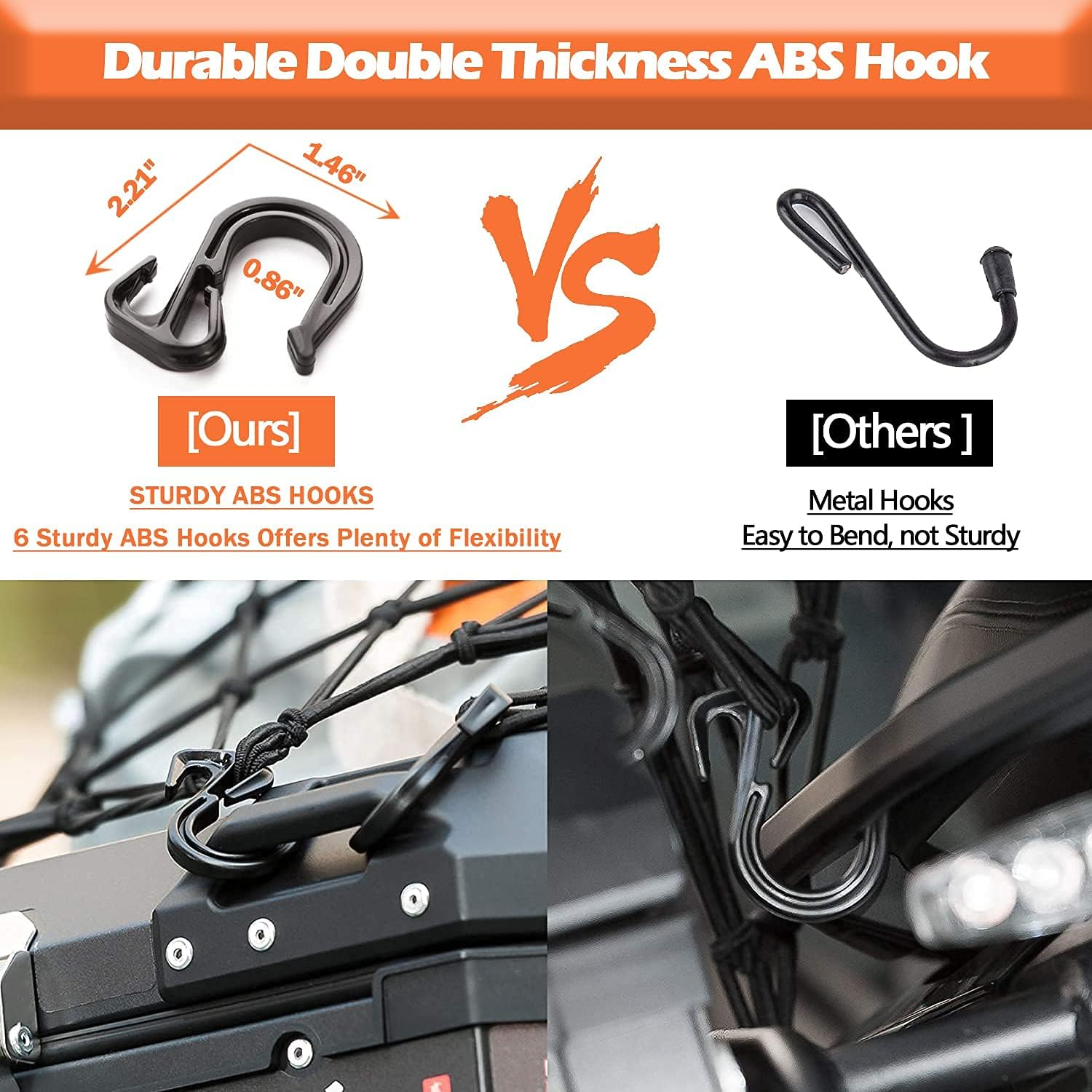 Motorcycle Cargo Net - Orange, 1 Pack image number 5