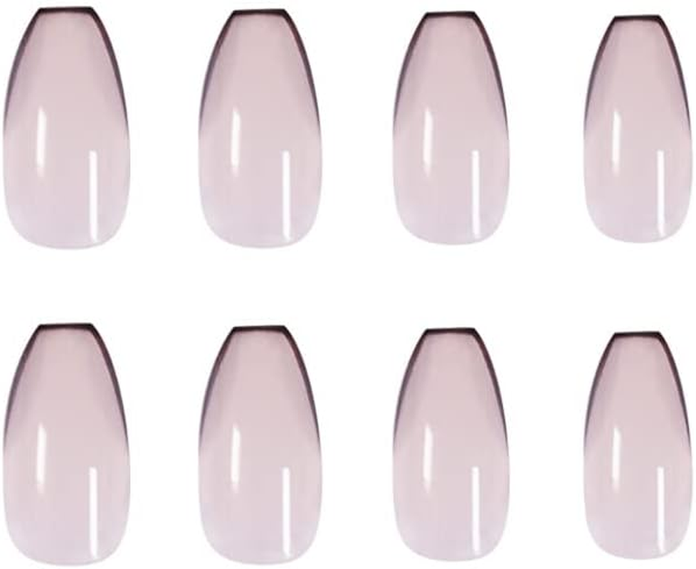 Press on Nails Medium Length French Acrylic Nails Coffin Fake Nails Black Nails Tips Nude Full Cover Nails