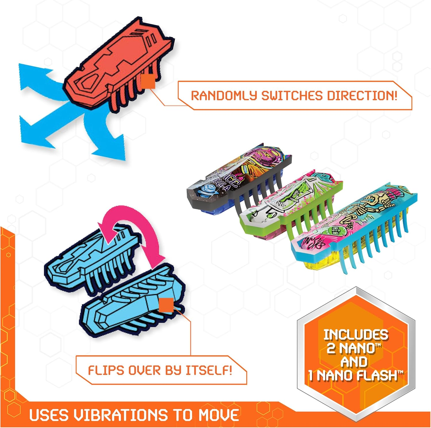 HEX BOTS Nano Land, Sensory Toys for Kids & Cats with over 40 Pieces & 3 Nano Bugs, STEM Kits & Mini Robot Toy for Kids Aged 3 & Up, Batteries Included