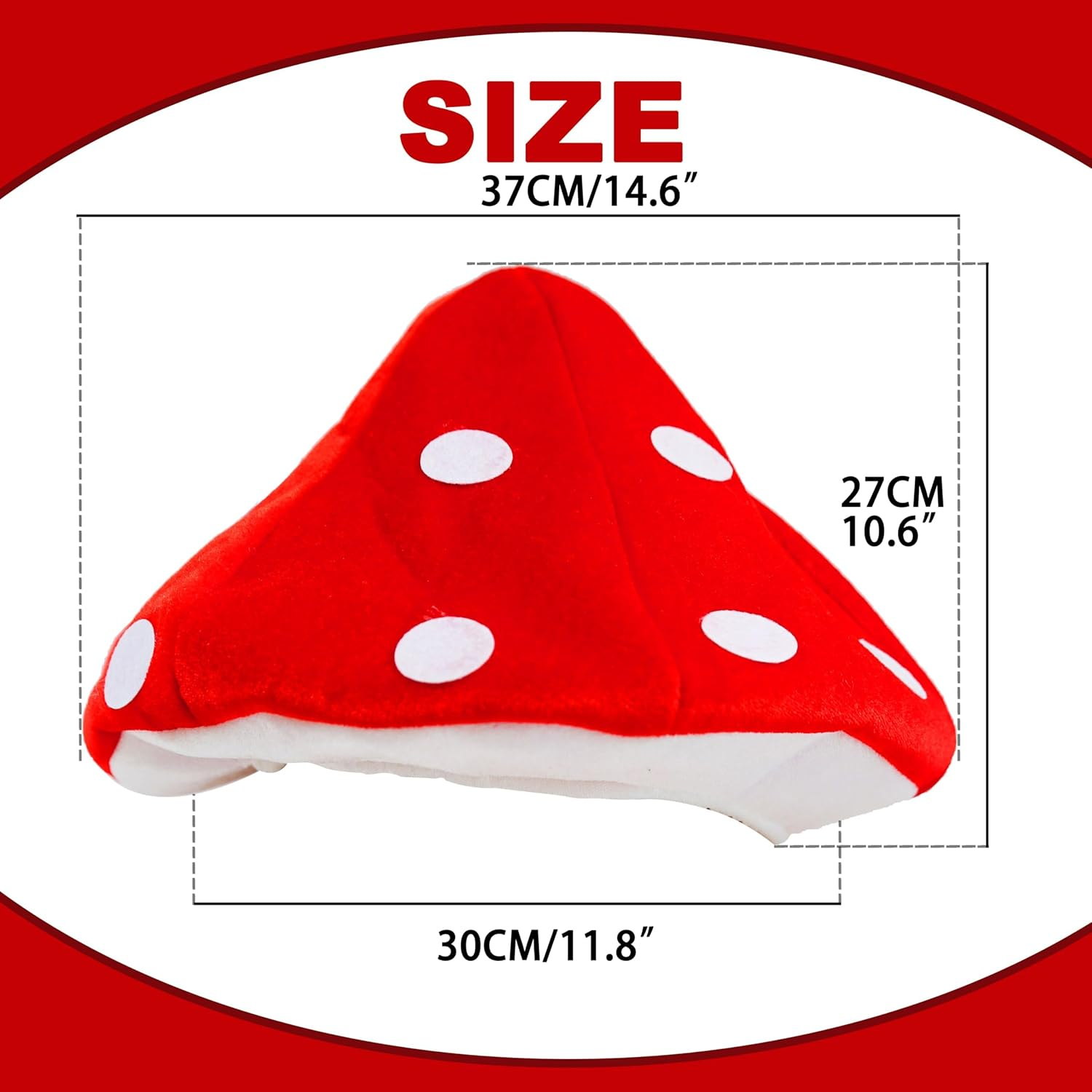Playful Mushroom Hat. Entertaining Costume Accessoryfor All Ages. Comfortable Fit with Convenient Design. Perfect for Easter, Halloween, Christmas, Parties, and More. (Red) image number 2