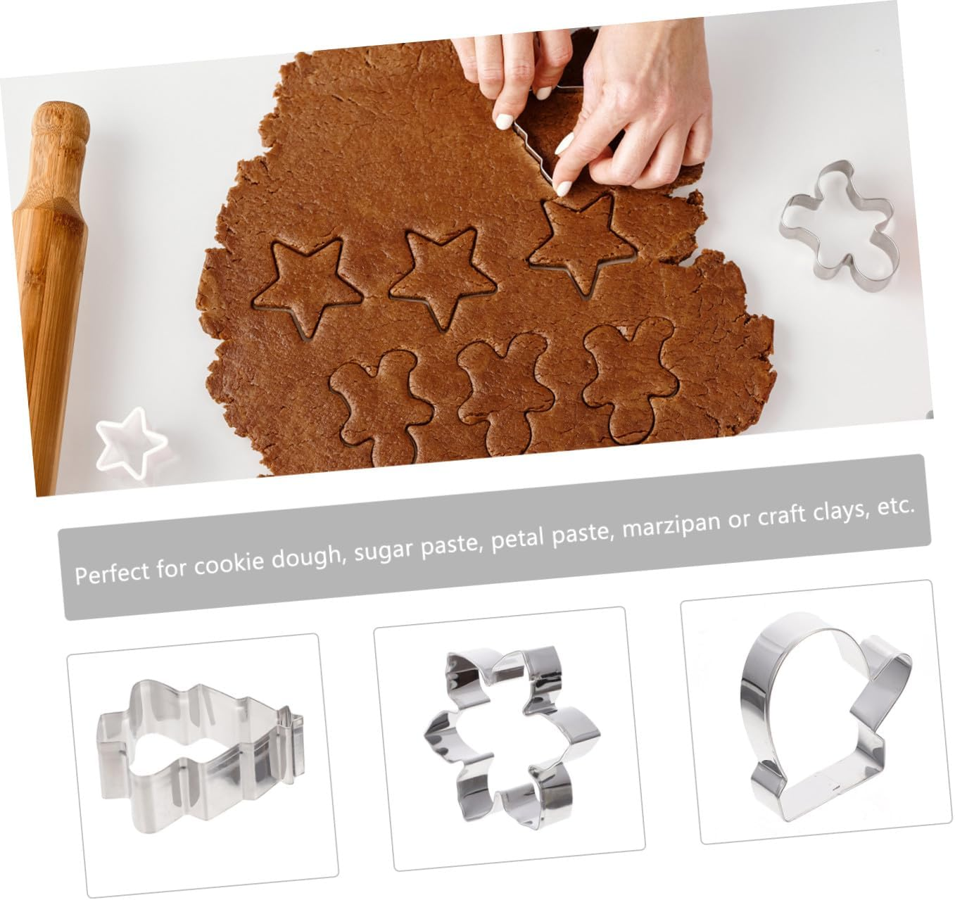 Amosfun 15Pcs Cookie Cutter Christmas Cartoon Baking Mold Stainless Steel DIY Cookie Cutter for Biscuits Baking Tool Christmas image number 3