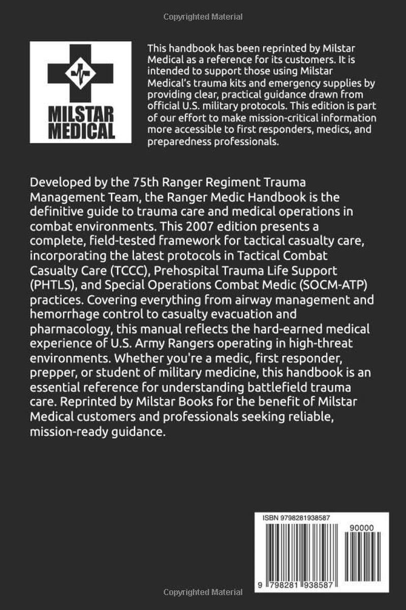 US Army Ranger Medic Handbook 2007: 75Th Ranger Regiment Trauma Management Team (Tactical) Ranger Medic Handbook image number 1