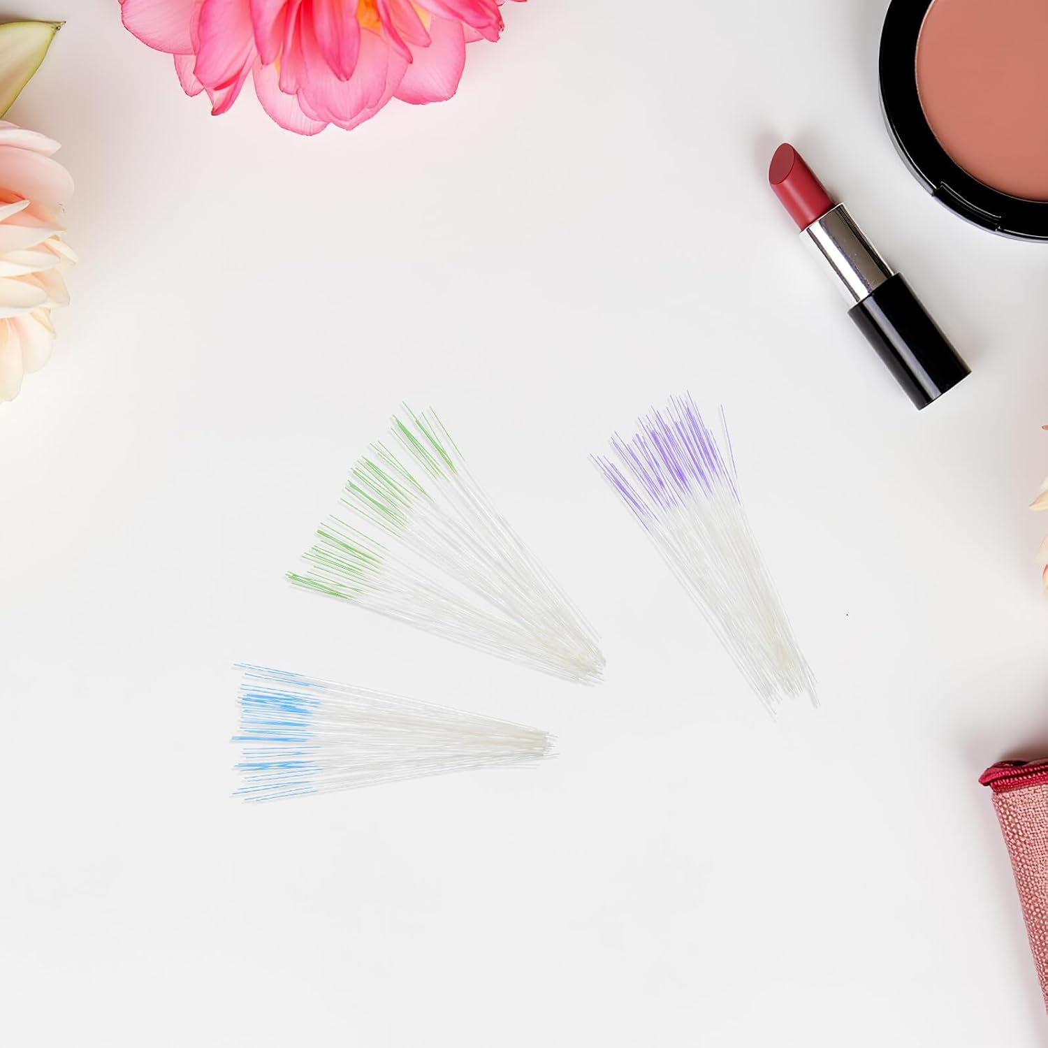 GLSTOY 180Pcs Disposable Piercing Aftercare Cleaning Threads Ear Hole Floss with 3 Colors Green Purple Pink 60Pcs Each for Ear and Nose Piercing Hygiene Care image number 2