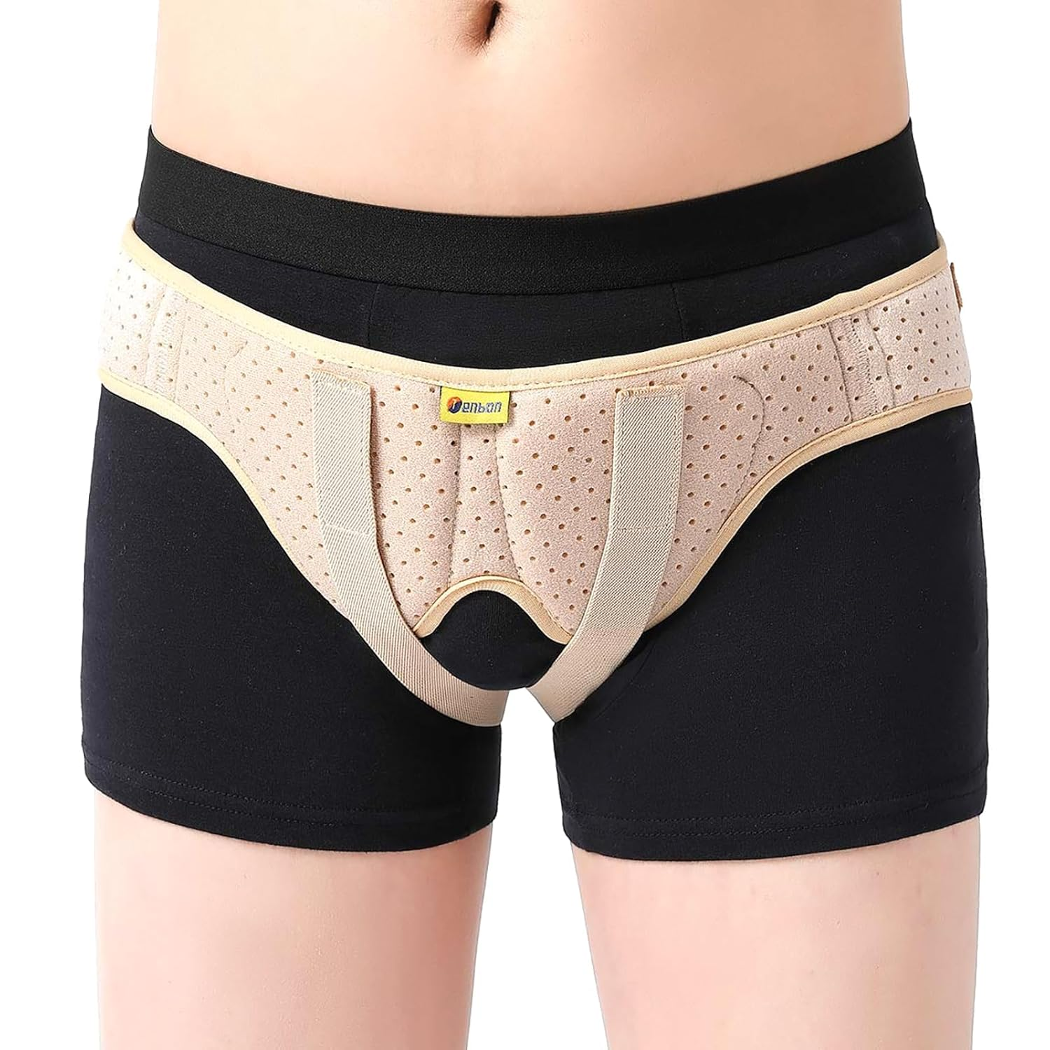 Tenbon Hernia Belt Truss for Single/Double Inguinal or Sports Hernia, Hernia Support Brace for Men for Women Pain Relief Recovery Strap with 2 Removable Compression Pads Comfortable Material,, Beige (XL) image number 5