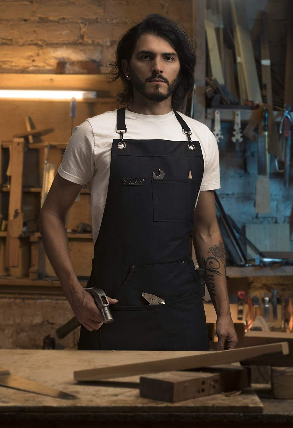 Asaya Chef Apron for Men and Women + Hand Towel and Bottle Opener - 10Oz Canvas