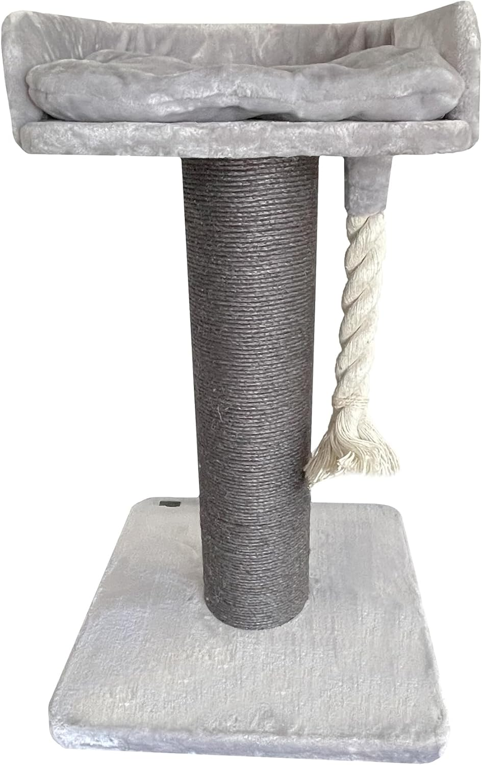 Cattitude Cat Scratch Post Lounger Grey, 98Cm Height - Sisal Post, Cat Tower, Cat Scratcher with Rope, Soft Plush Material, Small Animal Bed image number 1