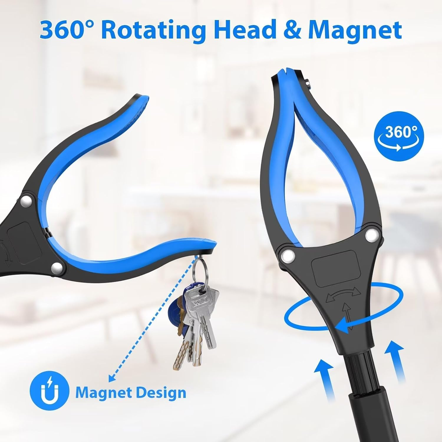 Grabber Reacher Tool, 32.6" Random Color Reacher Grabber Pickup Tool with 360&deg; Rotating Jaw & Magnet, Grabbers for Seniors, Trash Picker Upper Grabber image number 6