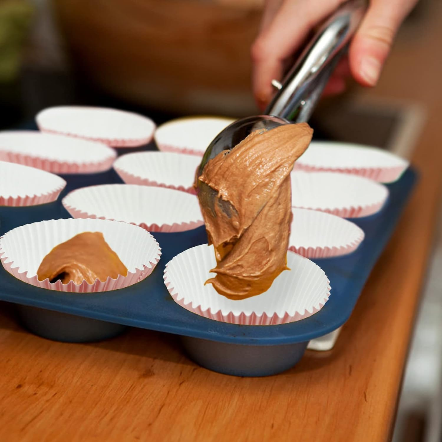 Muffin Liners for Baking 100Pcs Mini Foil Cupcake Cases Muffin Liners Nonstick Rose Gold