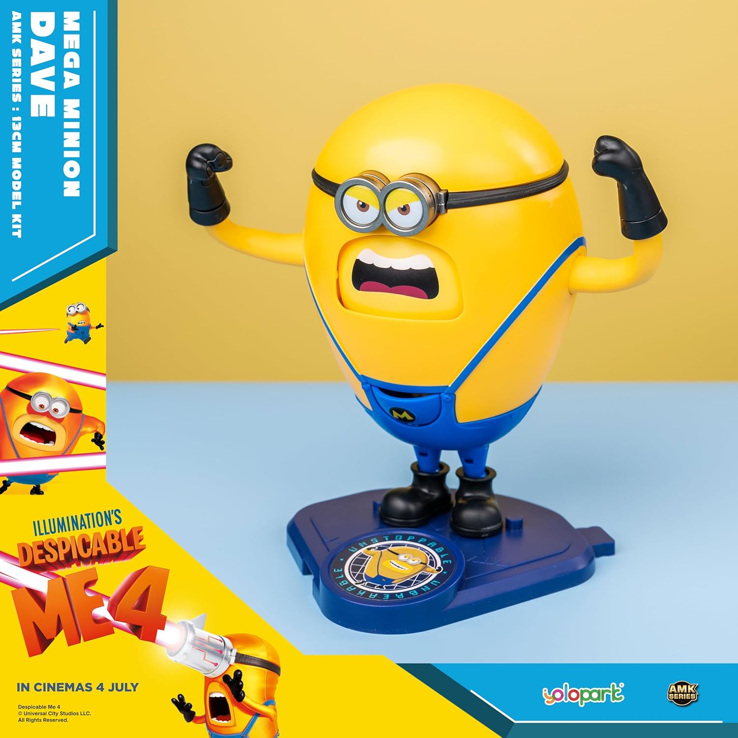 Minions Despicable Me 4 Toys, 4.7 Inch Mega Dave Action Figures,6 Interchangeable Expressions and Hidden Pockets Minion Model Kits,Gifts for Kids Ages 8 Years & Older image number 2