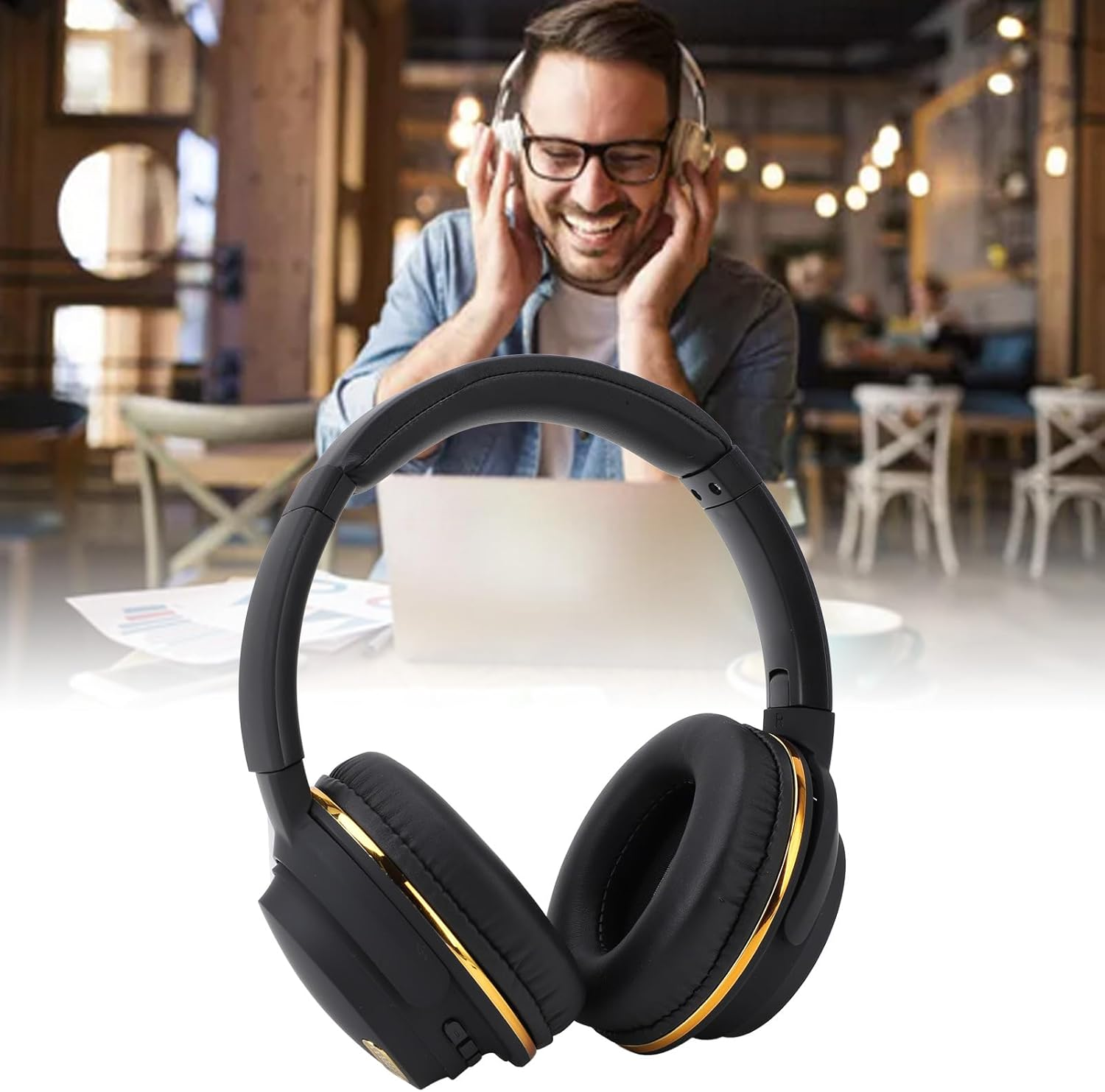 Yosoo Wireless ANC Headphone, Wireless over Ear Headset for Sports Gaming with Stable Connection, Rechargeable for Long Playback image number 4