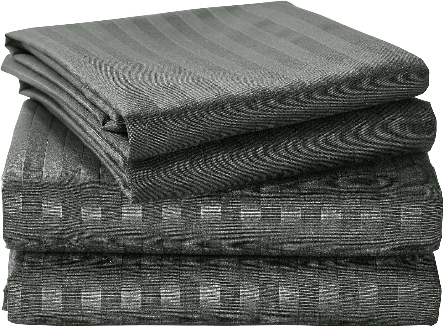 LINENOVA Luxury Stripe Bed Sheet Set King &ndash; 4 Piece Hotel-Quality 2000TC Ultra-Soft Microfibre &ndash; 40Cm Deep Fitted Sheet, Flat Sheet & Pillowcase &ndash; Deep Grey