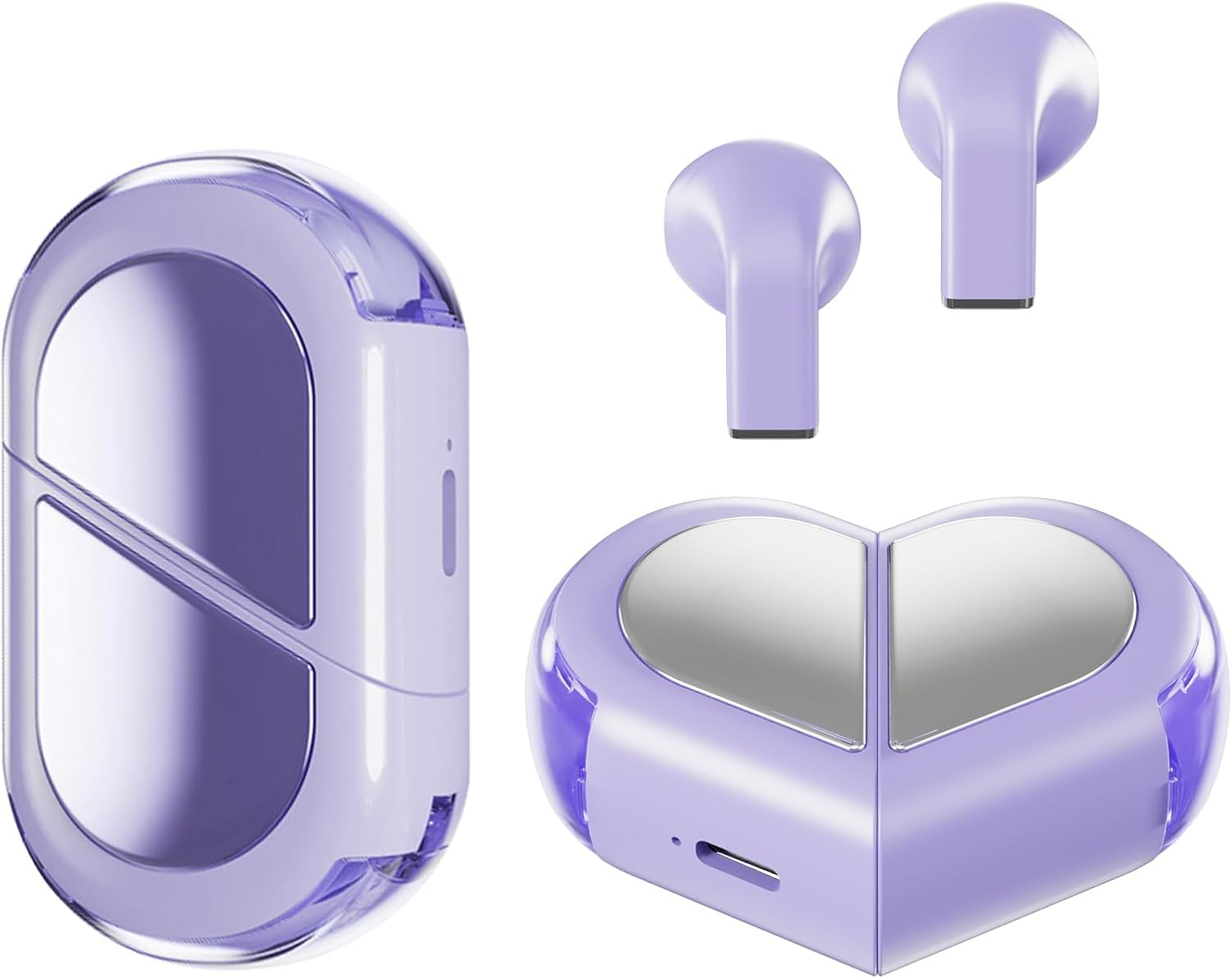 Ttbesmi Purple Heart Wireless Earbuds for Girls Kids, Cute Mini Tiny Small Invisible Earbuds Wireless Bluetooth for Small Ears Canals Women Rose Gold Kawai Blue Tooth Ear Buds for Iphone Android