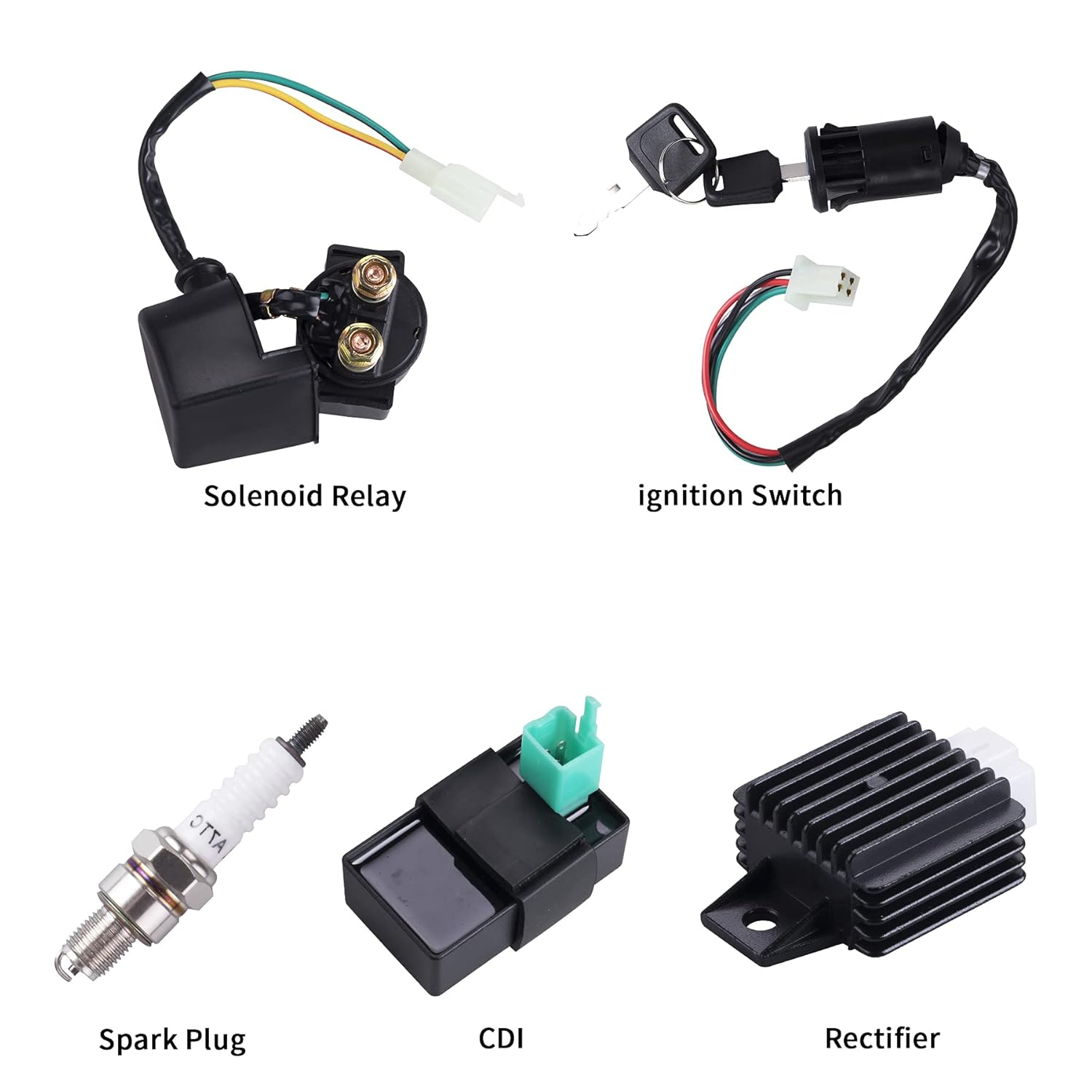 Complete Electrics Wiring Harness Coil Stator Solenoid Relay CDI Spark Plug for 4 Wheelers Stroke ATV 50Cc 70Cc 90Cc 110Cc 125Cc Go Kart Pit Quad Dirt Buggy Bike Parts By image number 6