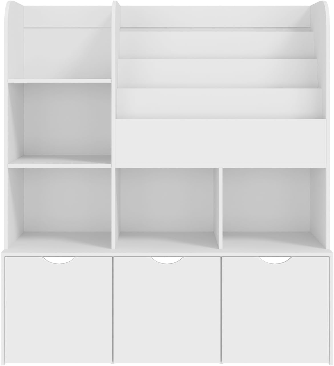 Oikiture Kids Bookshelf Toy Organiser Cabinet Bookshelf with Chest Storage