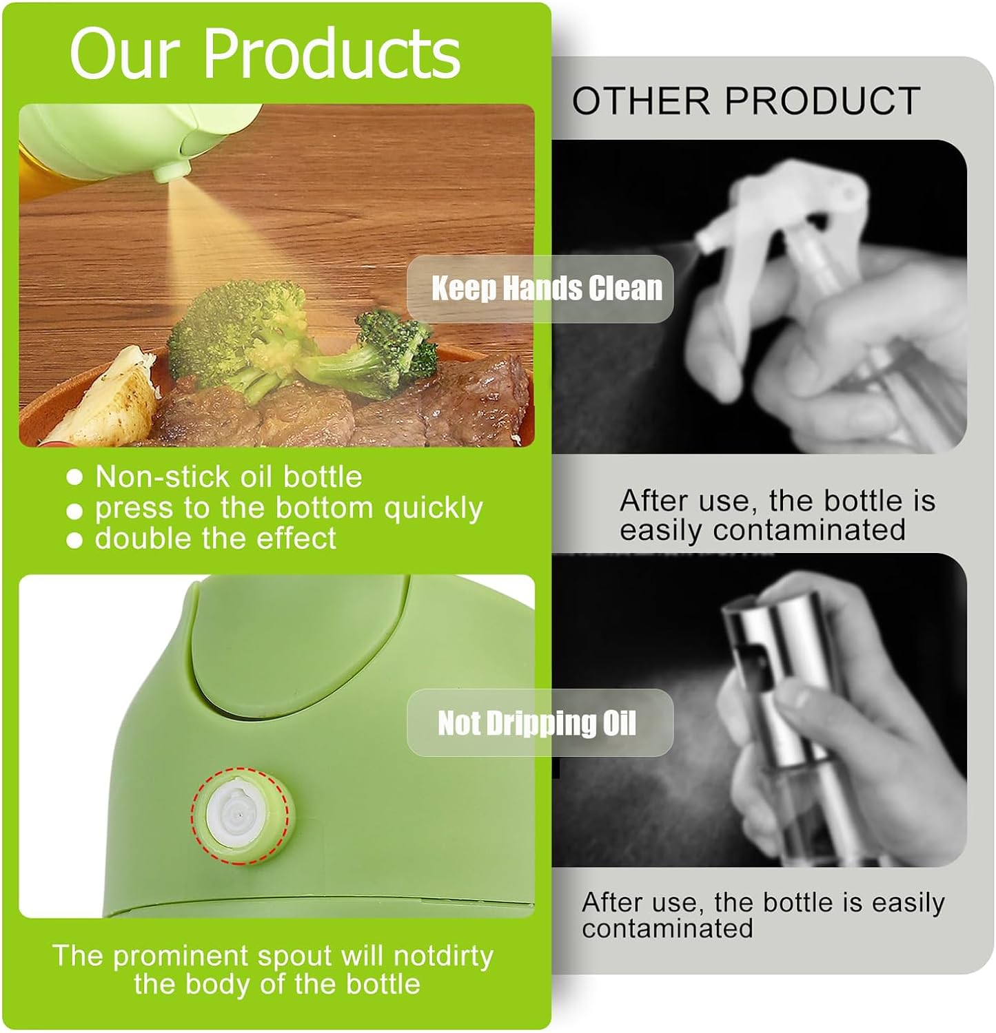 Oil Dispenser for Kitchen Spray, 2 in 1 Oil Dispenser and Oil Sprayer, Olive Bottle Spray and Pour for Kitchen, 16Oz/470Ml Glass Oil Bottle for Air Fryer, Salad, Frying, BBQ (Yellow) image number 1