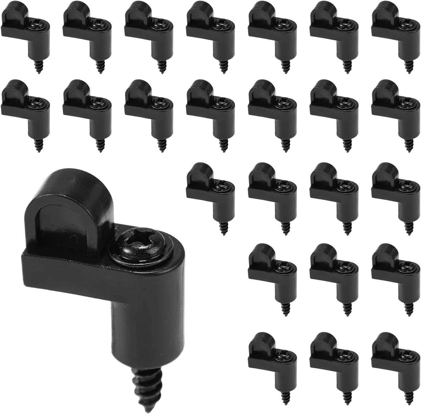 24Pcs 3/8 Inch Nylon Window Screen Clips with Screws, Diecast Door Glass Secure Fasteners Winter Window Screens Holder Clip Accessories for Storm Windows Storm Panels (Black)