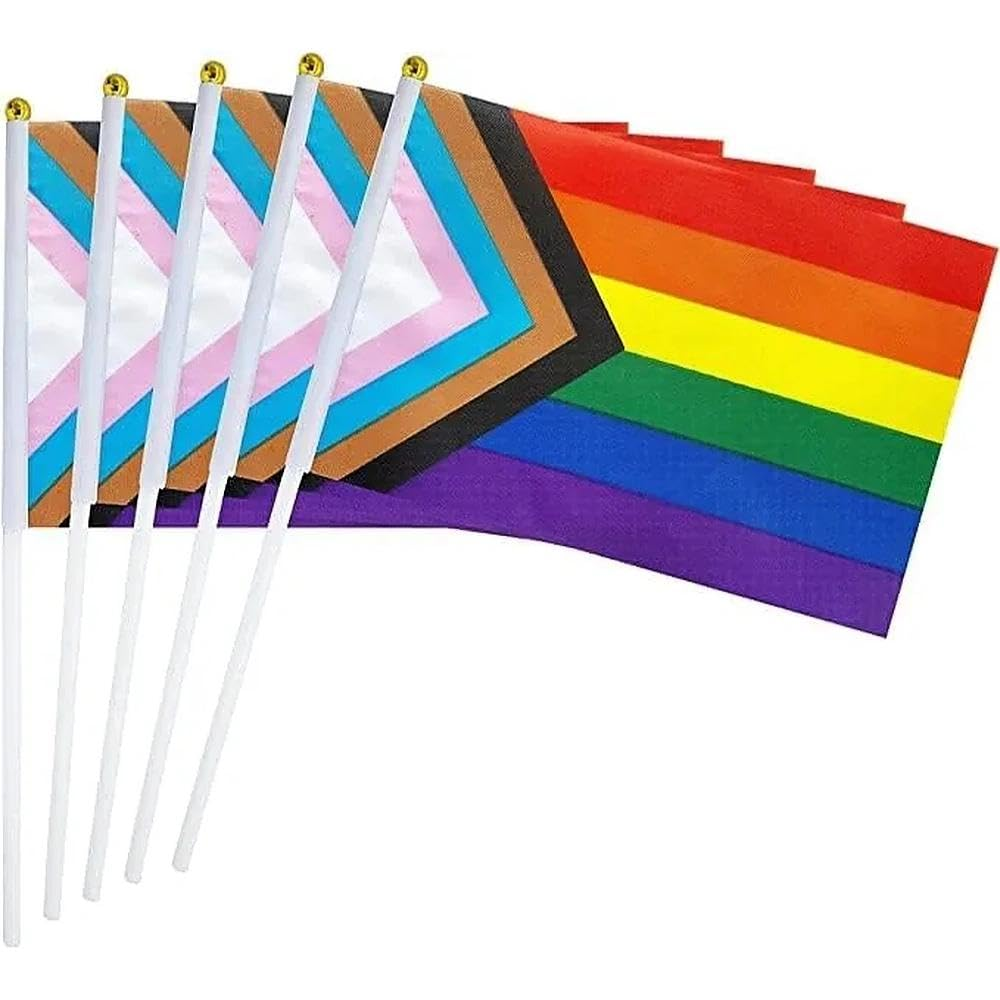 Rainbow Pride Flag 50 Pack Mini Outdoor Handheld Flags with Plastic Pole, Durable Polyester Colourful Pride Flag for Parade, Garden, Party D&eacute;cor &ndash; Ruibex image number 2