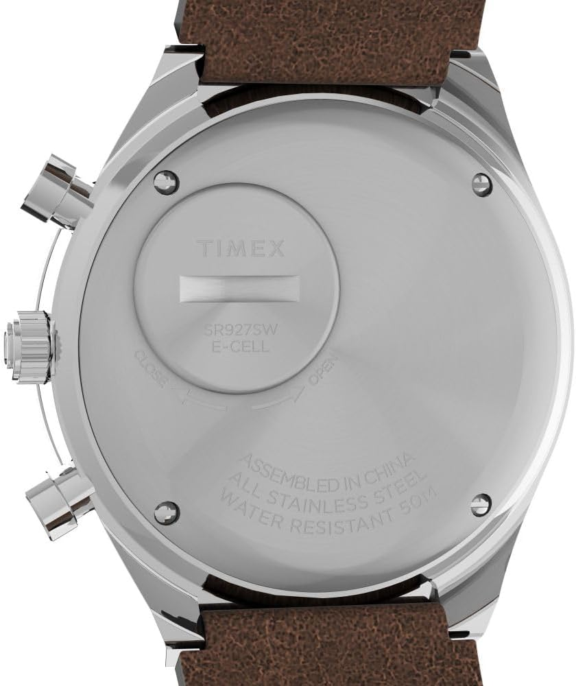 Timex Men'S Q Chronograph 40Mm Brown Leather Strap TW2V42800 Dress Watch, Cream, 40Mm image number 3